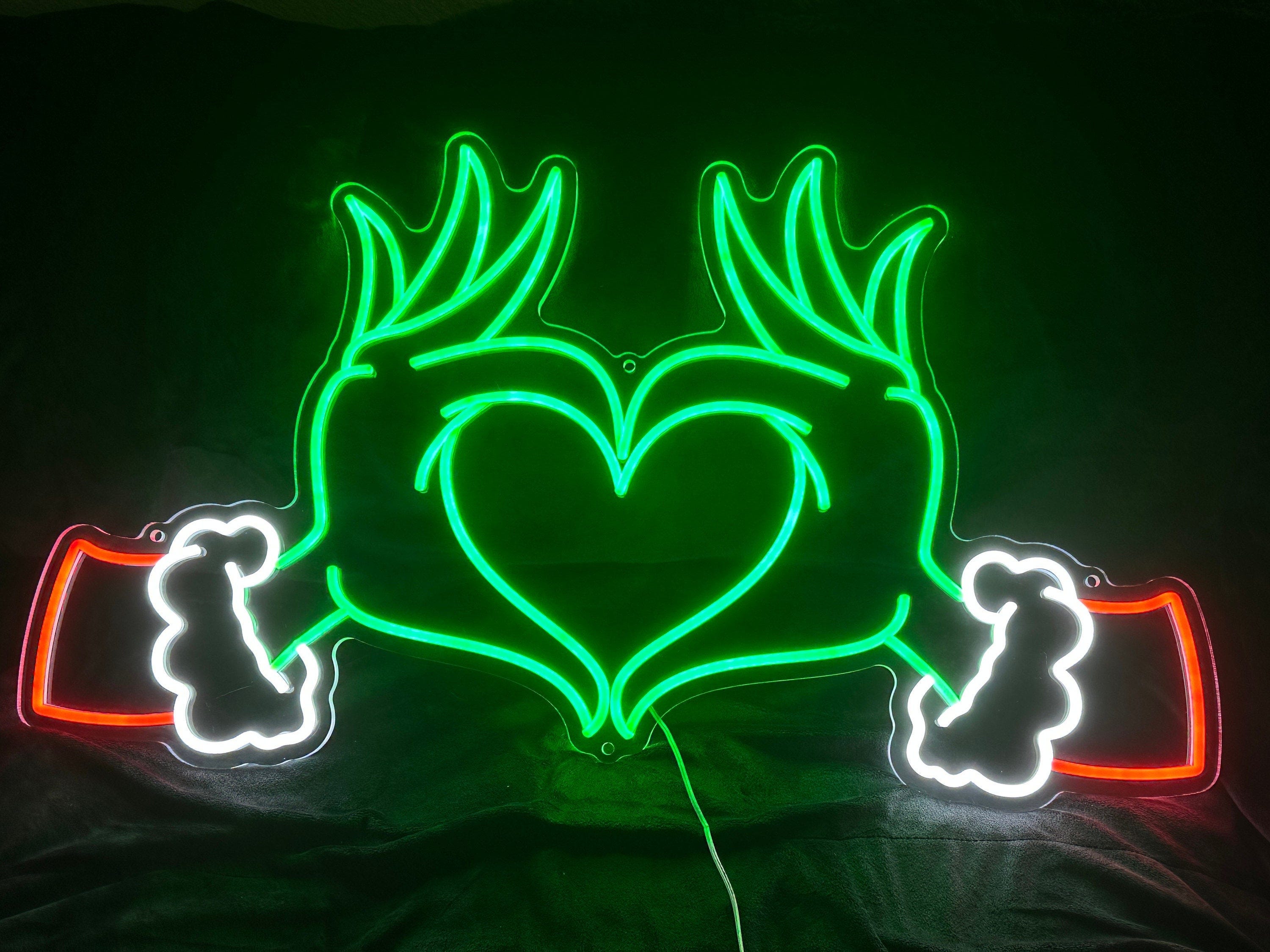 Grinch Heart Neon Sign For The Holidays - Custom Santa Fearless Heart Neon Sign