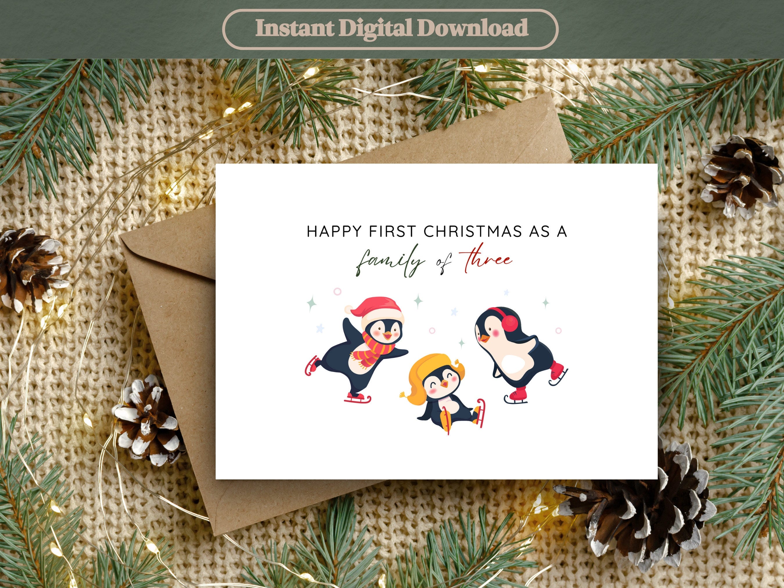 First Christmas as a Family Card Family Christmas Greeting Card for Family of 3 Christmas Print for 1st Christmas as My Dad Christmas Gift