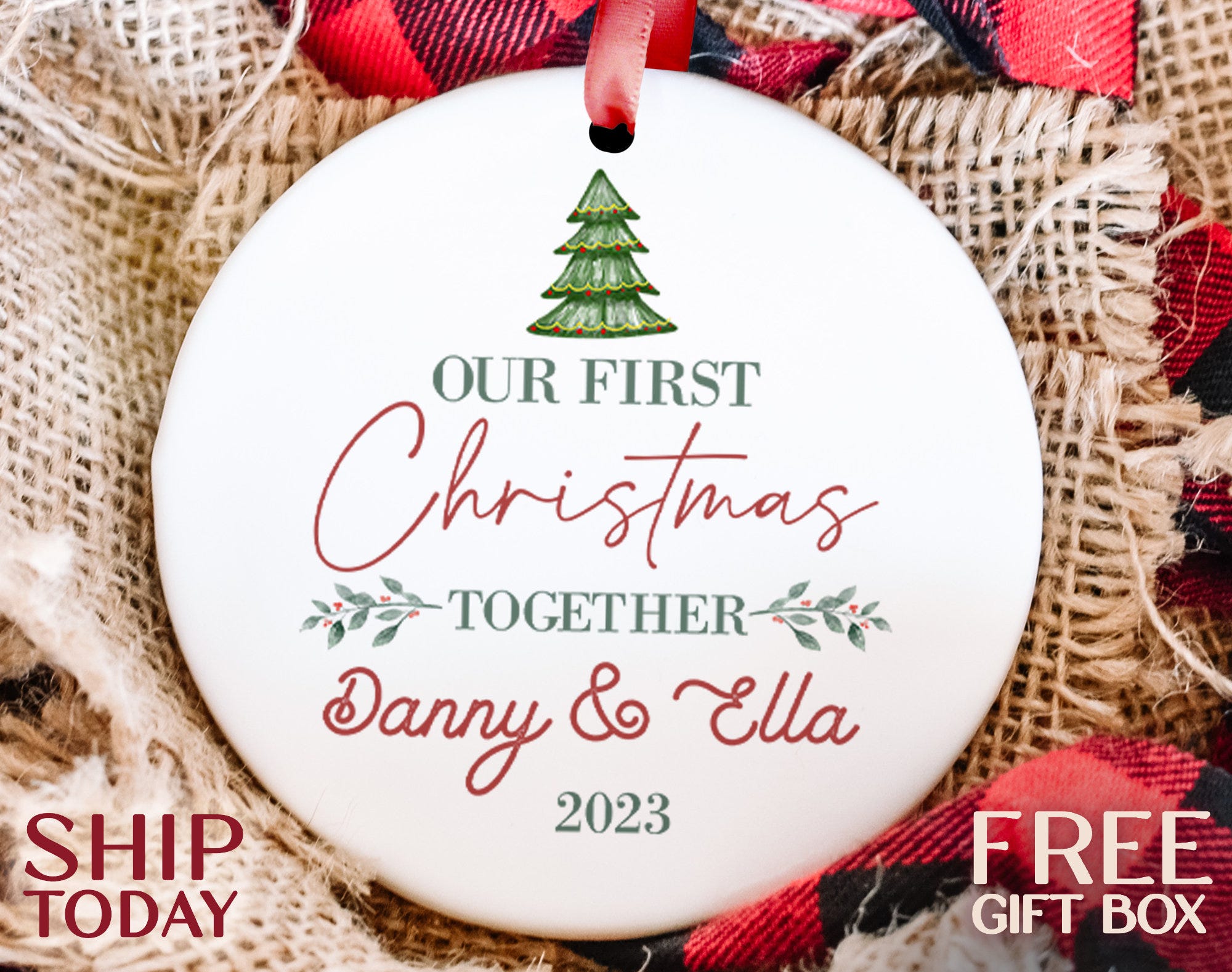 Our First Christmas Together Ornament, Personalized Christmas Ornament For Newlyweds, Couple Ornament, Holiday Gift