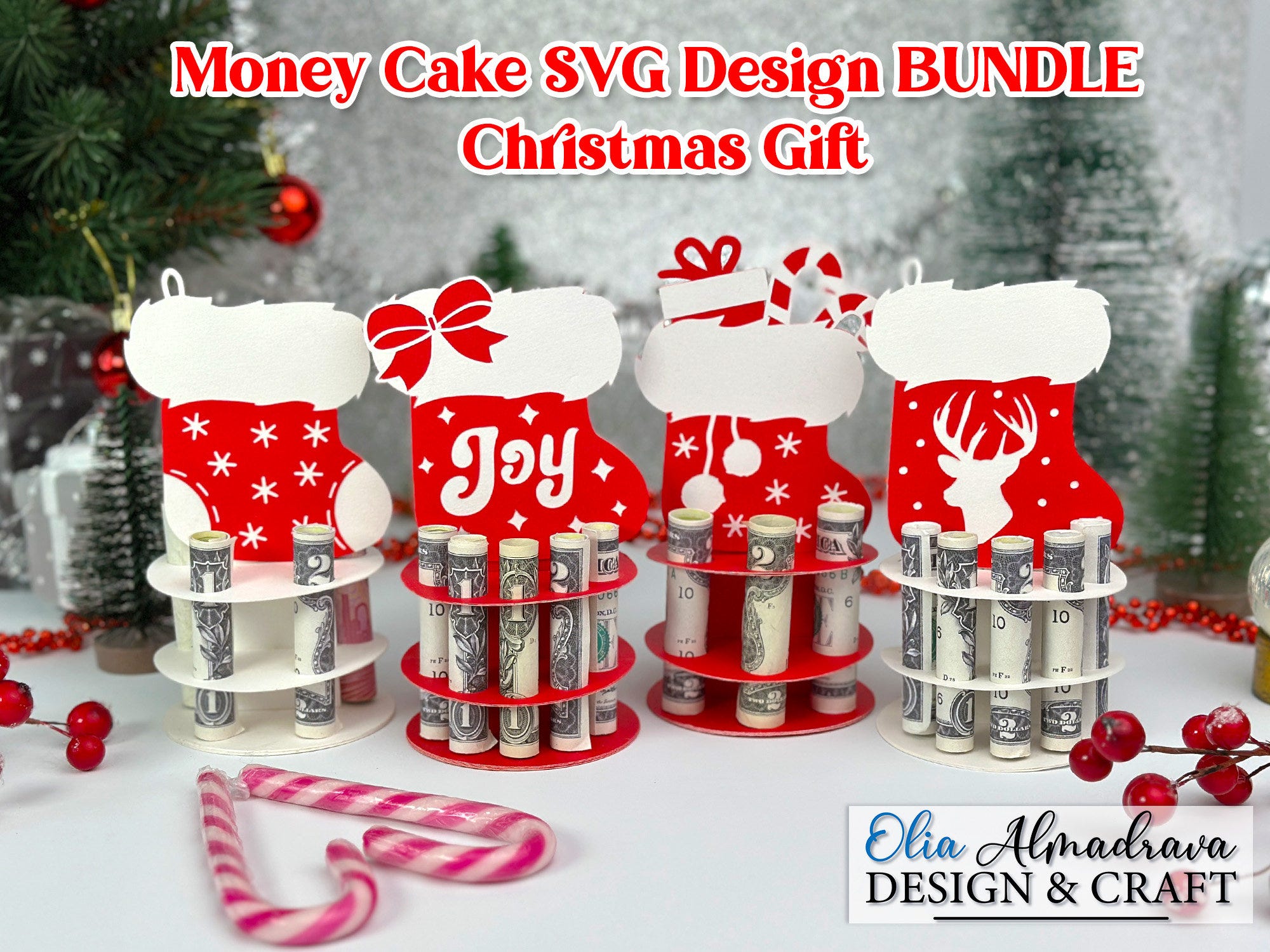 Christmas Money Cake Holder Svg| Christmas Money Wallet| Diy Gift Ideas for her him Friends| Money Cash Holder Ornament with Santa gift Sock