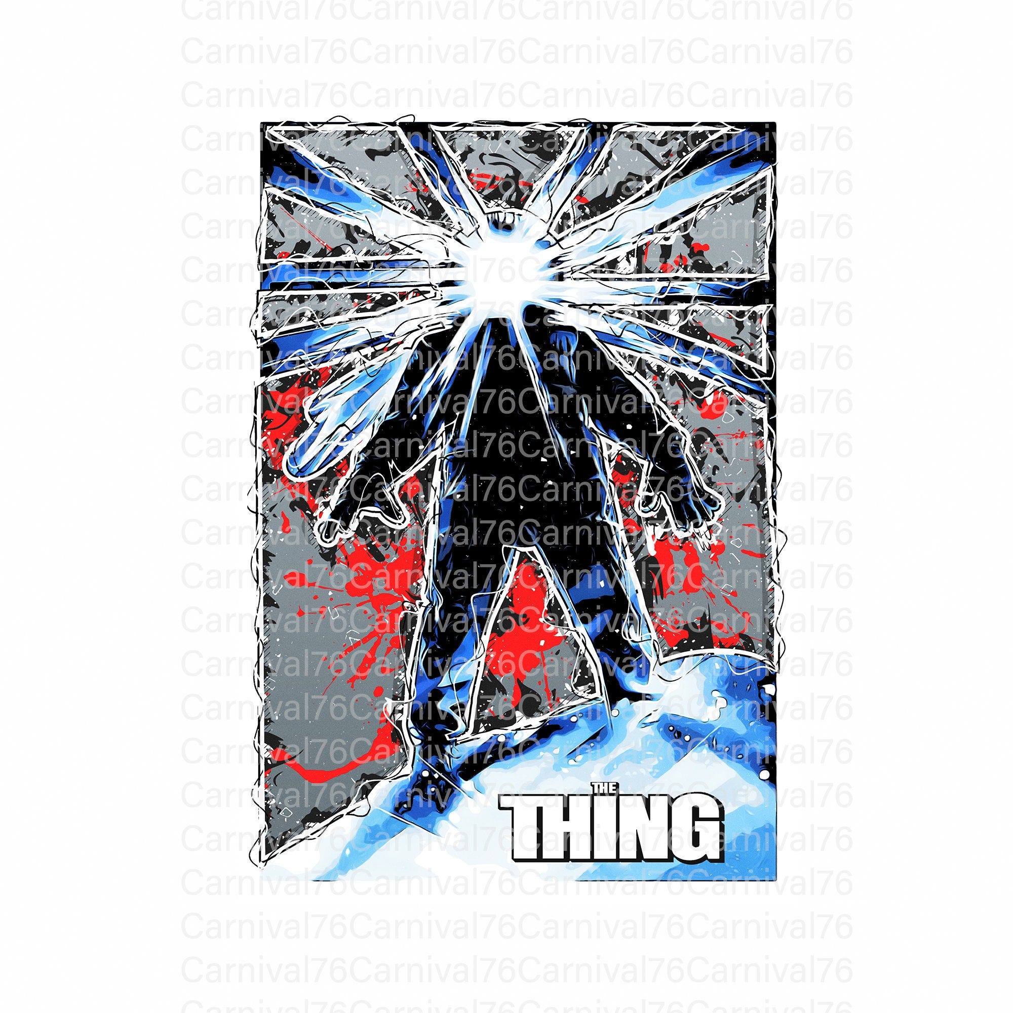 The Thing 1982, Vintage horror movie poster, John carpenter, retro sci-fi, shirts, stickers, sublimation, png wall decor, digital download