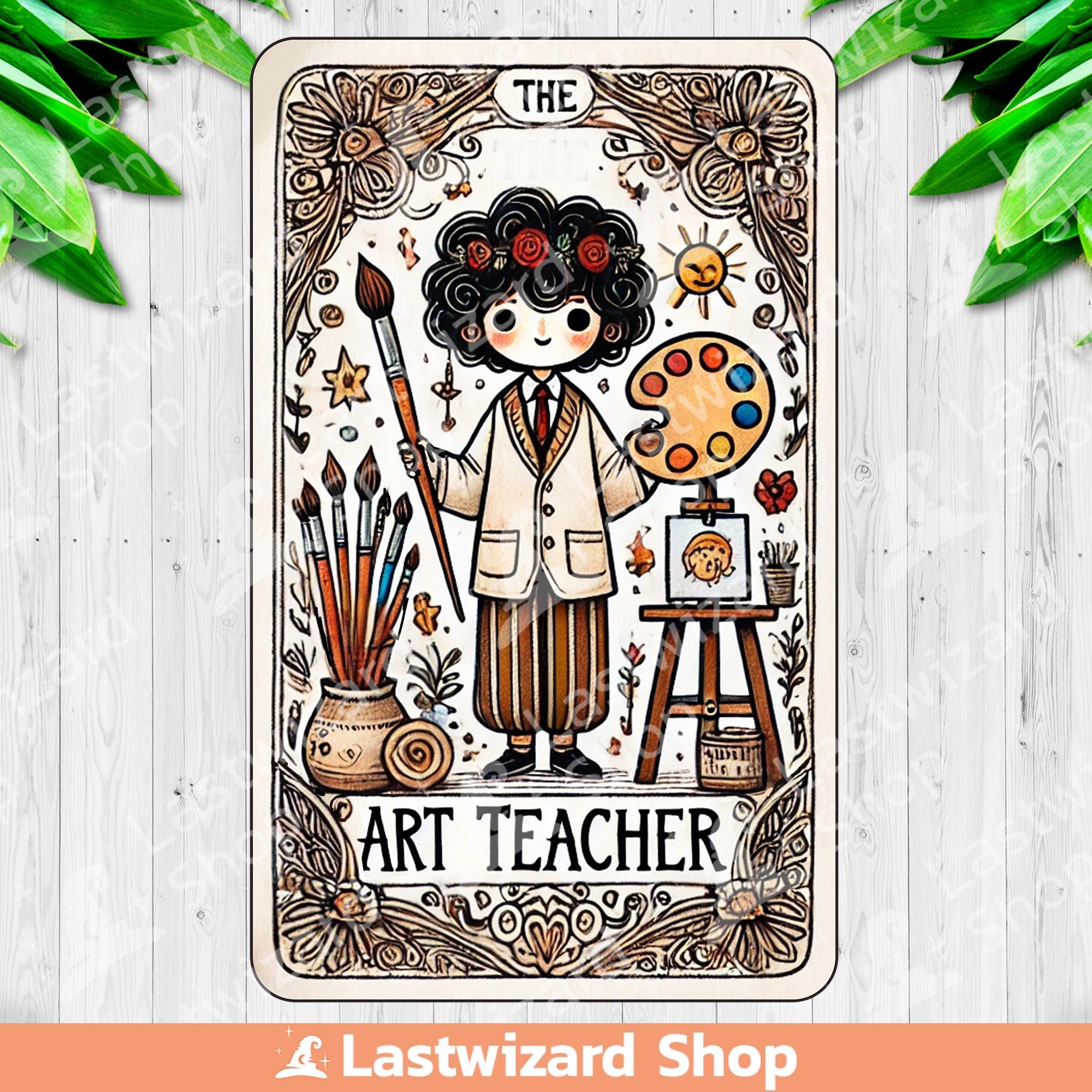 The Art Teacher Tarot Card Png, Art Teacher Sublimation Design, Funny Tarot Card Clipart, Artist Girl Png,  Art Lover, Digital Download