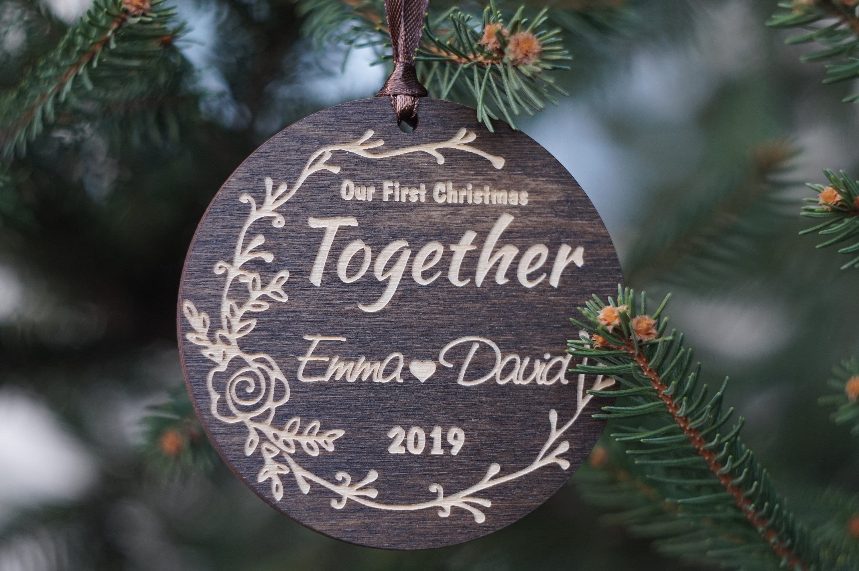 Our First Christmas Together Ornament Personalized Wood Ornament Couples Ornament Christmas Gifts  Custom Ornament Gift for her Gift for him