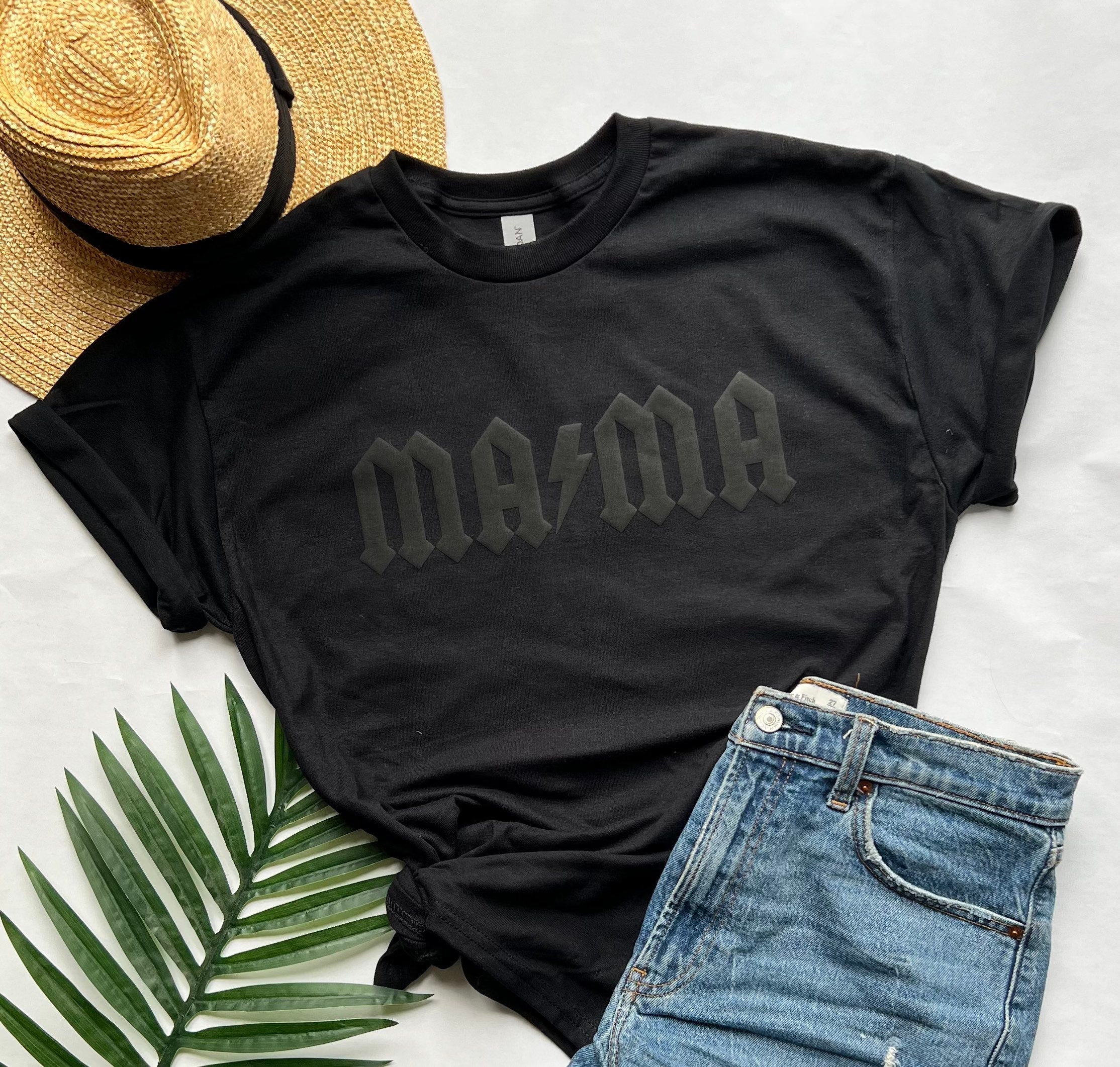 Mama T-Shirt, mom gift, black mama T-shirt, lightening, puff print design, tonal T-shirt, Mother