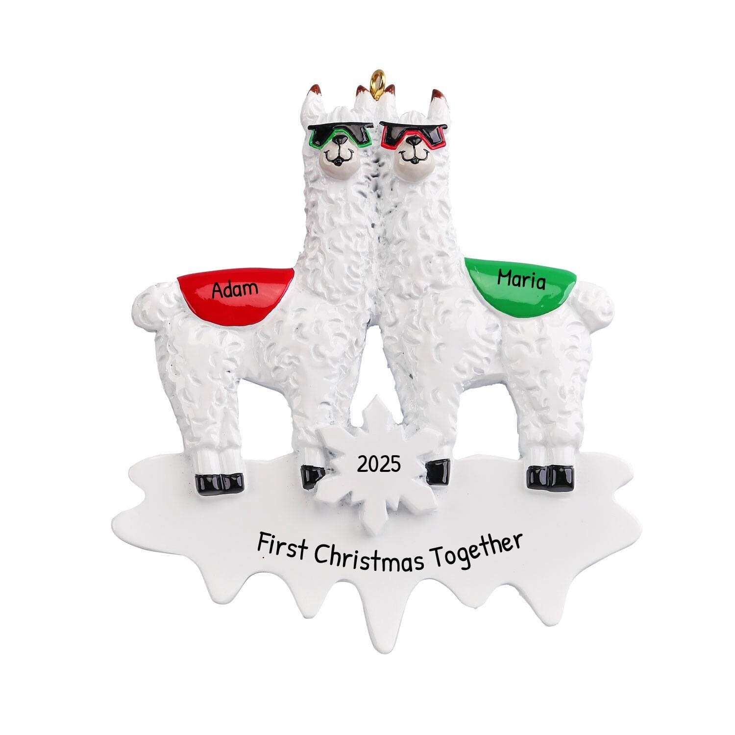 Personalized First Christmas Together Ornament 2023 - Cool Llama Couples Christmas Ornament 2023 - Free Customization with Gift Box