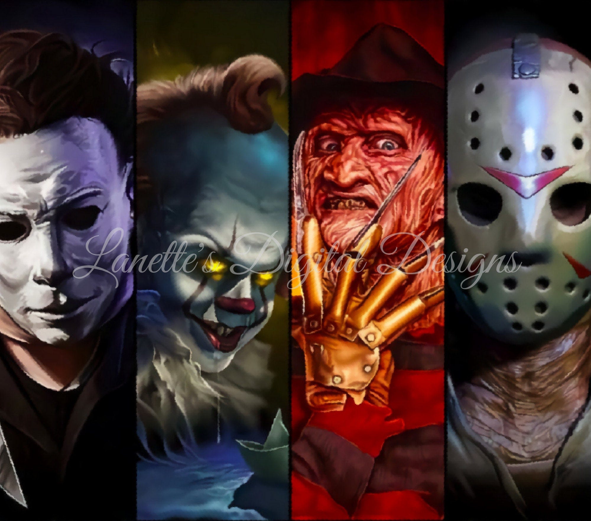 80s Halloween Horror Characters, Instant Download, PNG, Digital File