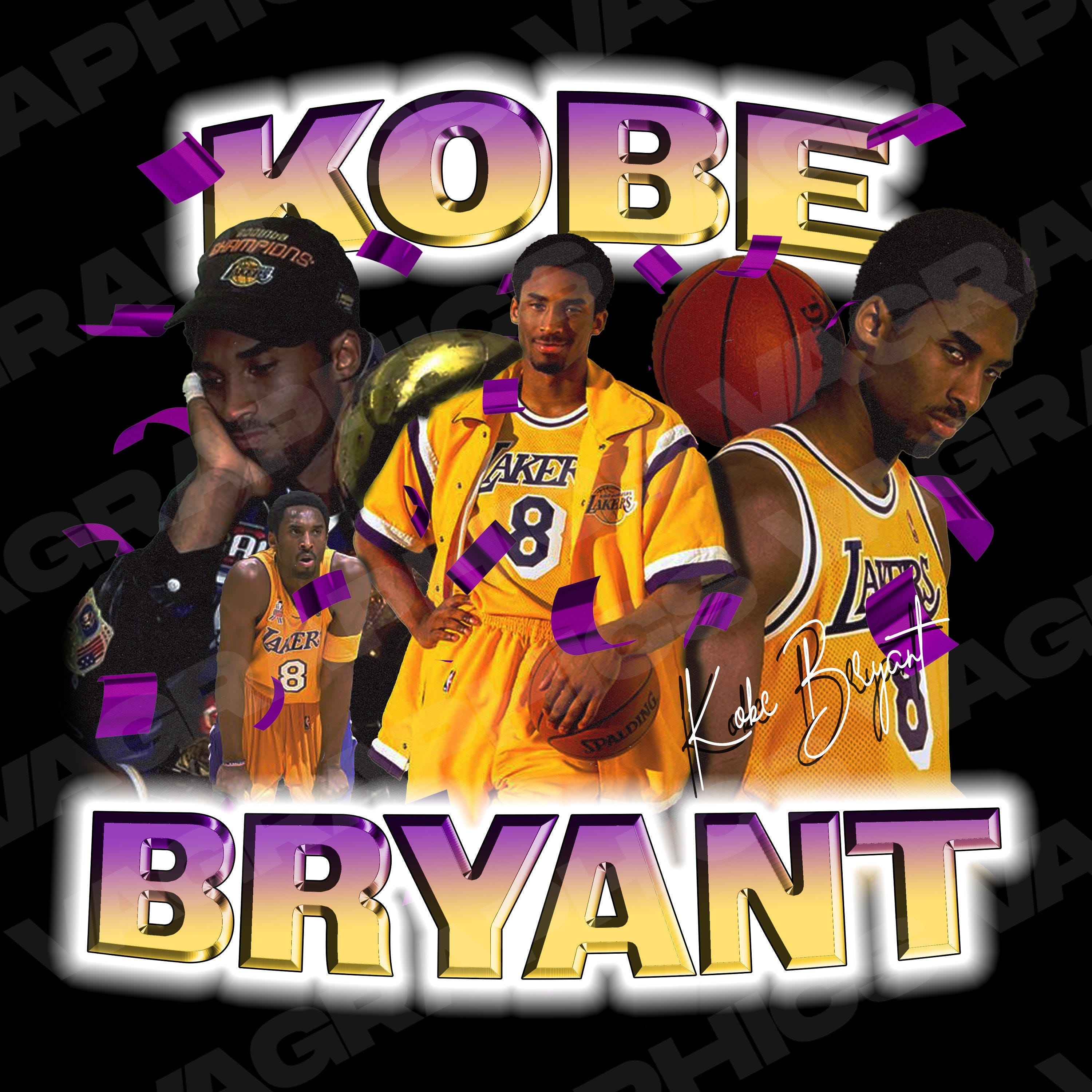 Kobe Bryant png RAP Bootleg T-Shirt Design Digital File, 300 DPI, PNG file, ready to print, Rapper, Athlete, Lakers