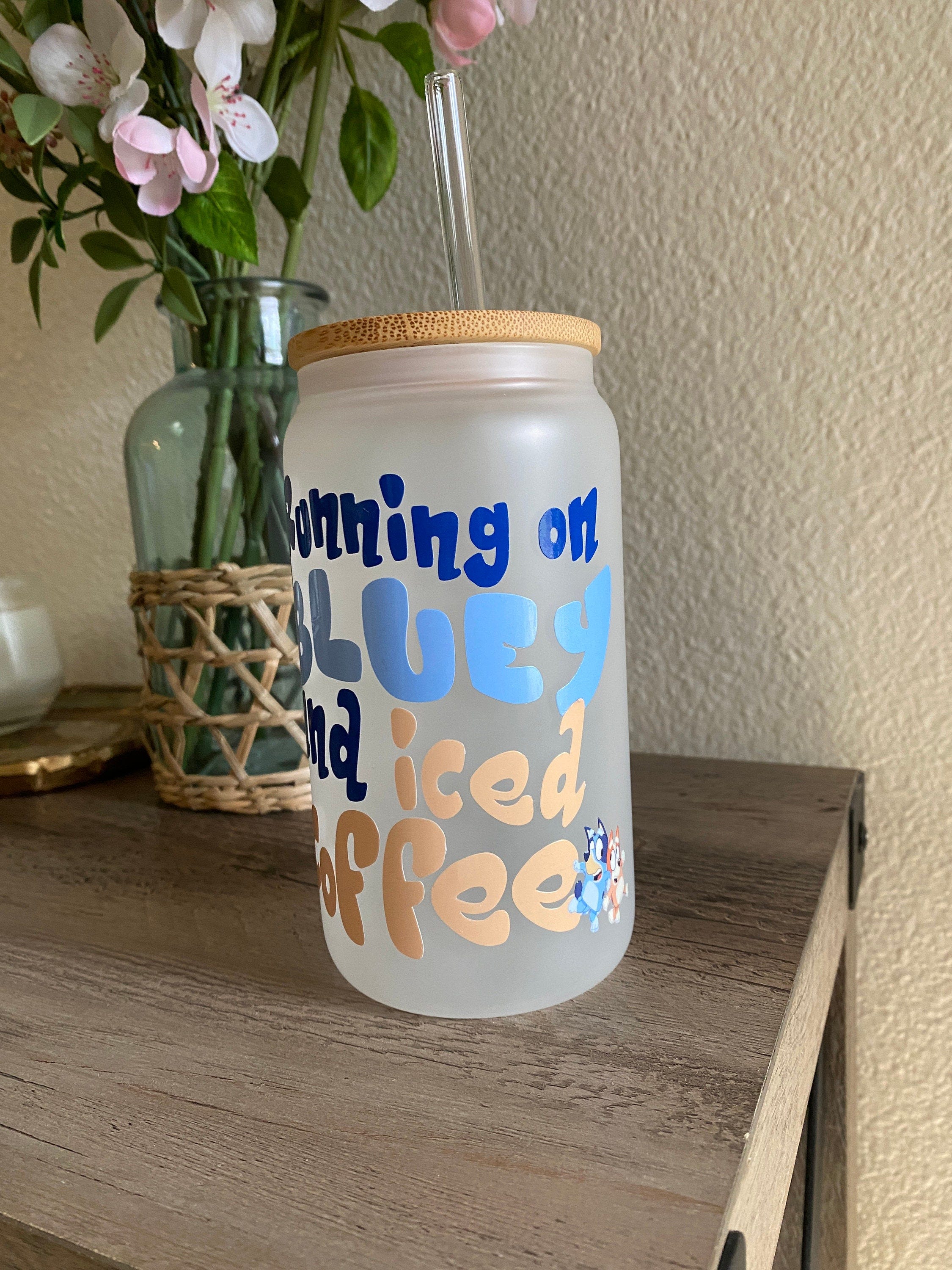 Running On Bluey and Iced Coffee | Bluey Coffee Mug | Iced Coffee Cup