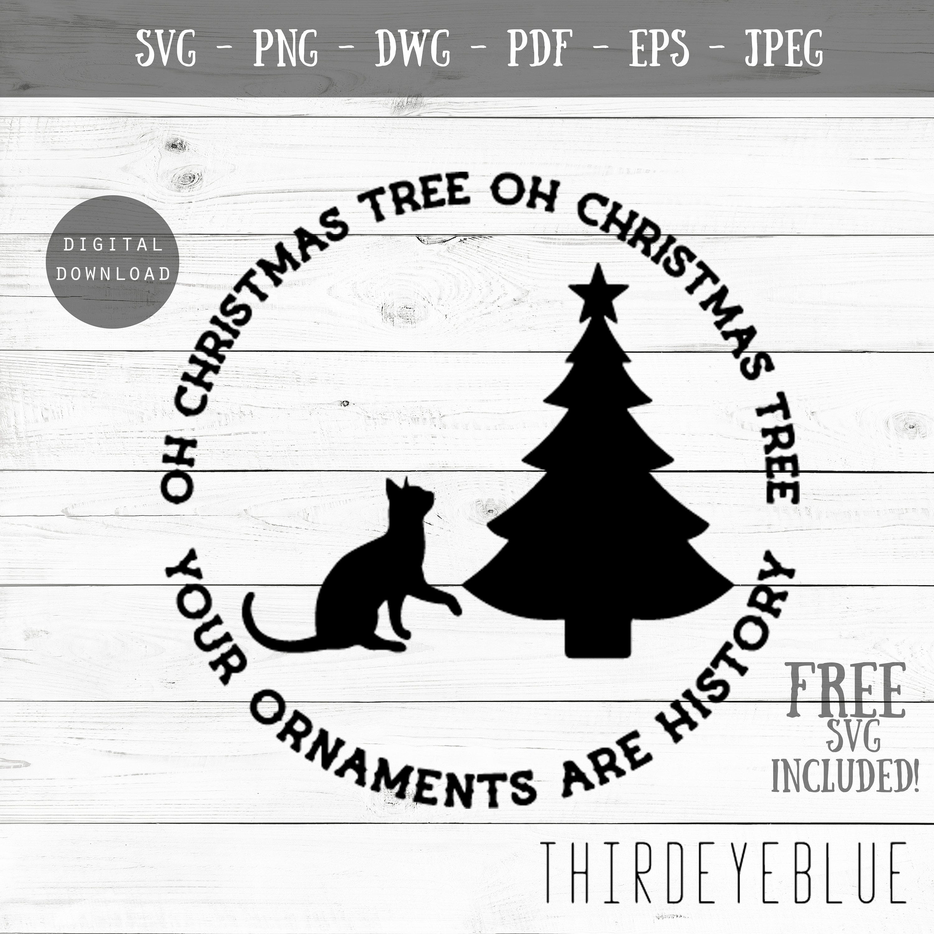Christmas Tree and  Cat Funny SVG Digital Cutting file