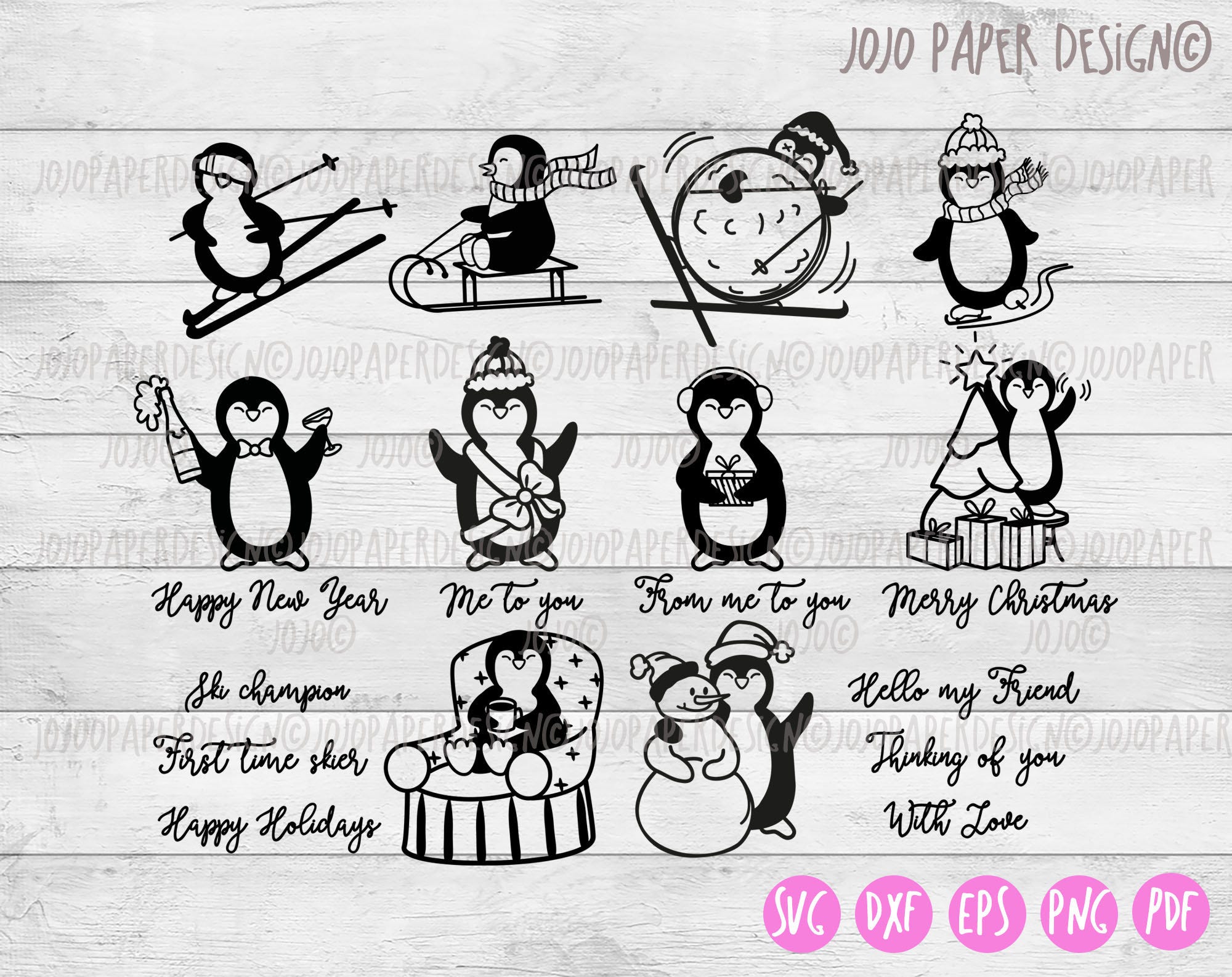 Penguin SVG, Cute christmas characters svg, png, dxf,eps,pdf with quotes, perfect for printing, engraving and T-Shirt making
