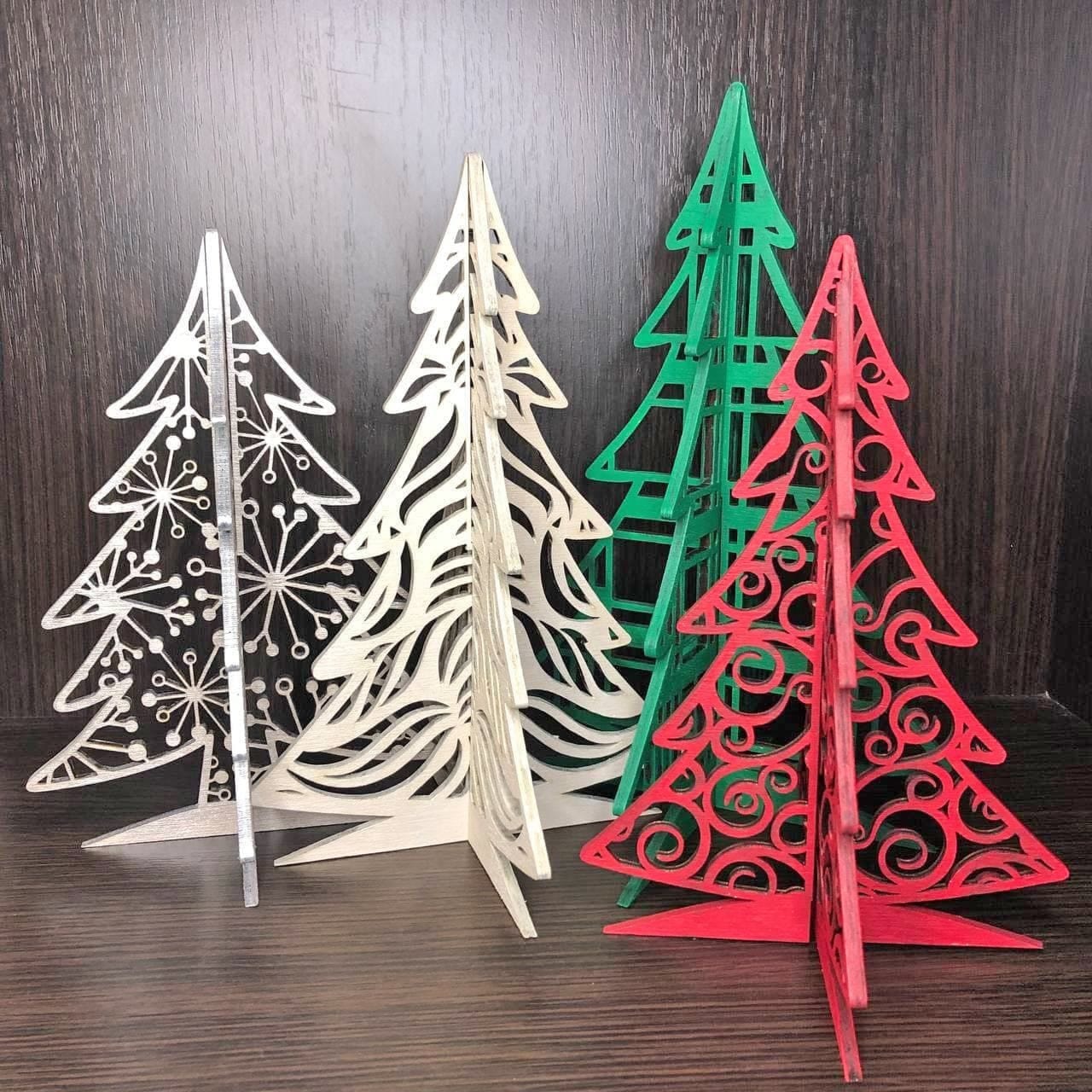 3D Snowflake Standing Trees Set of 10 SVG files Glowforge of Laser,Christmas tree svg,