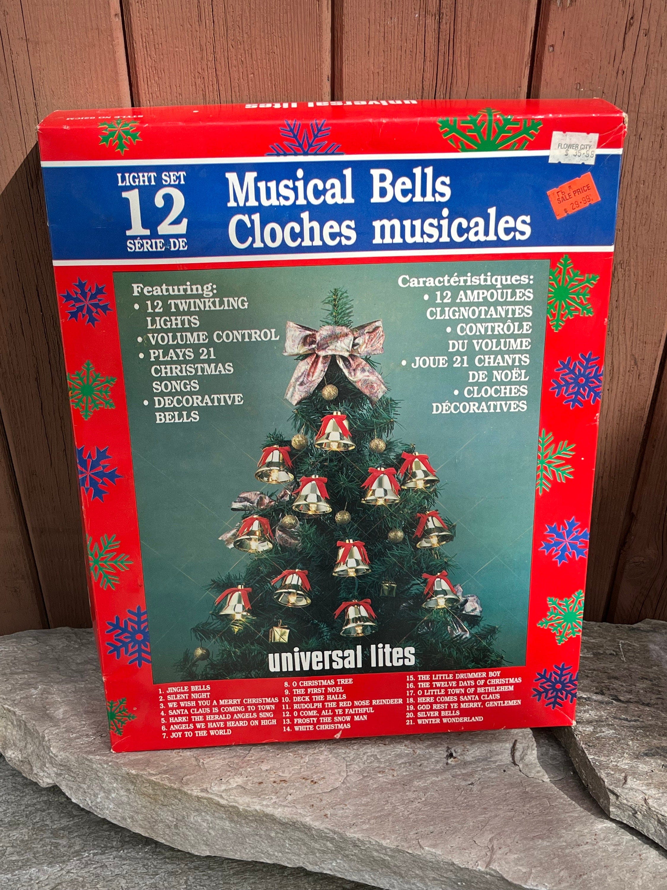 Christmas Tree Musical Bell String Lights Vintage Illuminated Vintage New Old Stock in Original Box