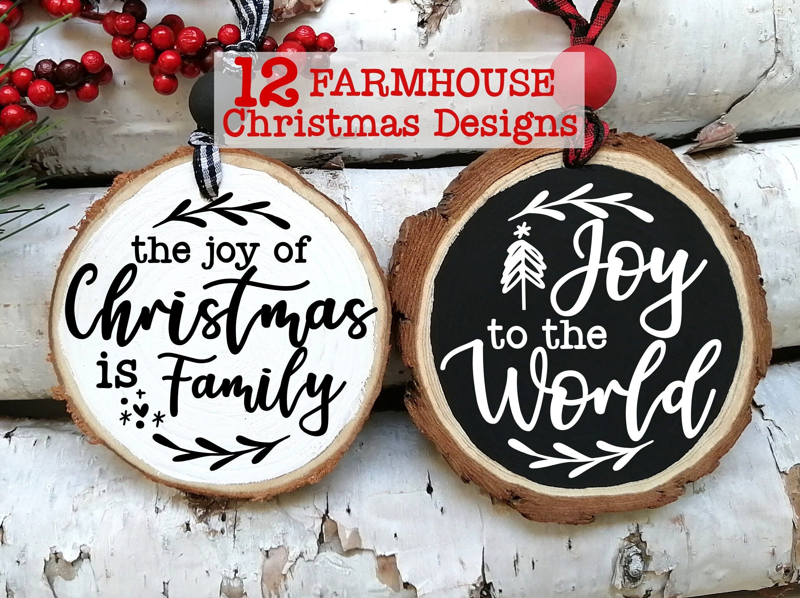 Farmhouse Christmas Ornament SVG PNG PDF, Christmas Svg Bundle, Christmas Ornament Svg, Farmhouse Christmas, Round Christmas Ornament Svg
