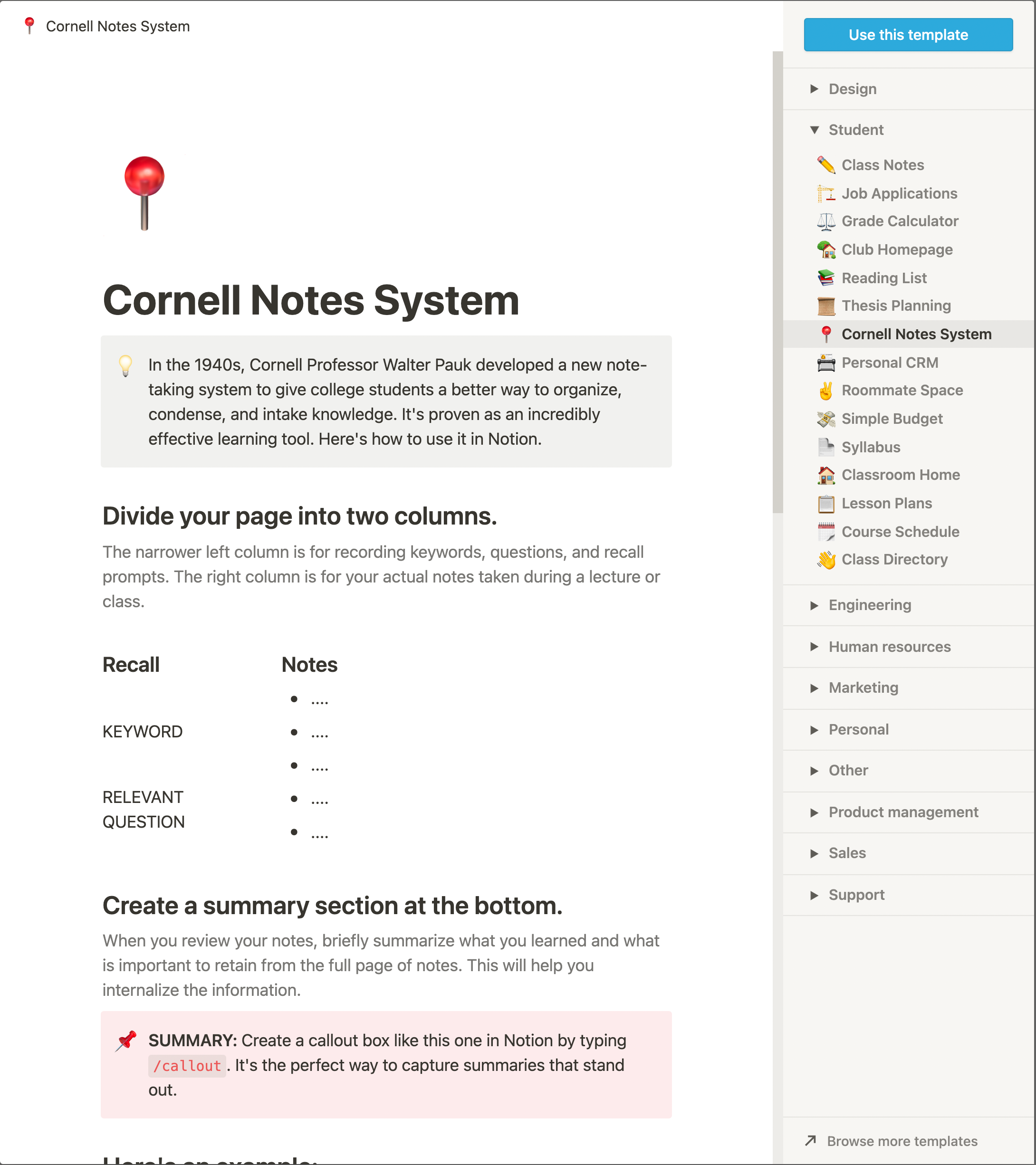 Notion's Student Templates