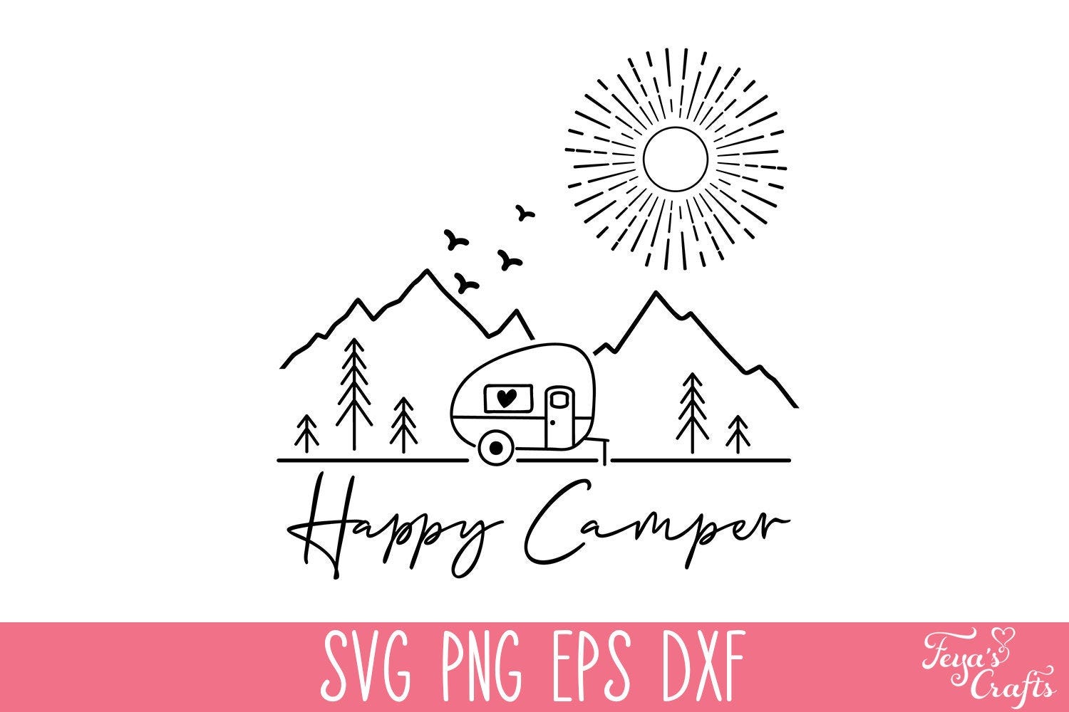 Happy Camper SVG PNG, Camping SVG Cricut, Camping Shirt Svg, Camp Life Svg, Adventure Svg, Glamping Svg, Funny Camping Svg Vector