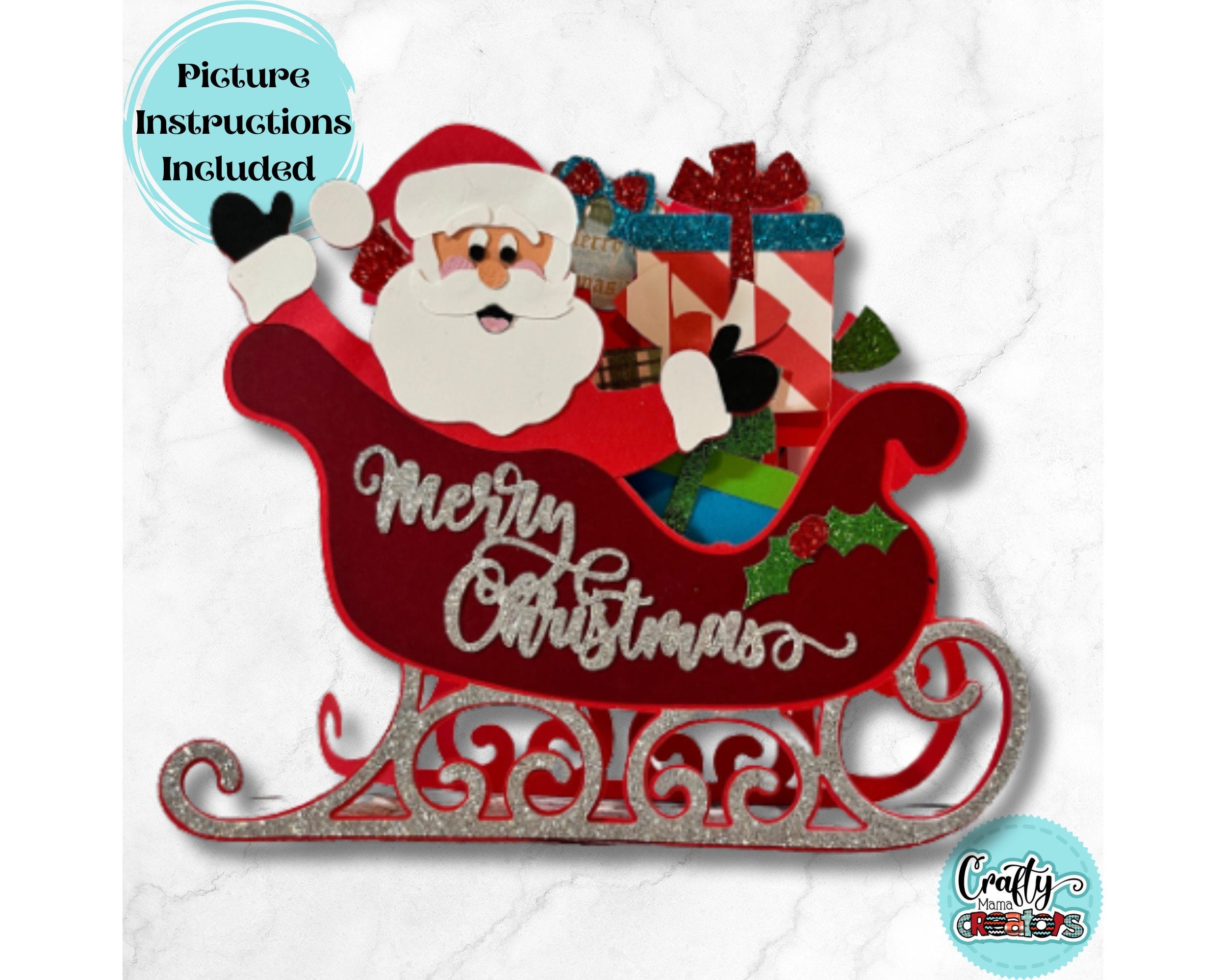 Santa Christmas Card Svg, Kids Christmas Svg, 3D Santa Card Svg, Christmas Paper Craft Svg, Christmas Pop Up Christmas Card Svg