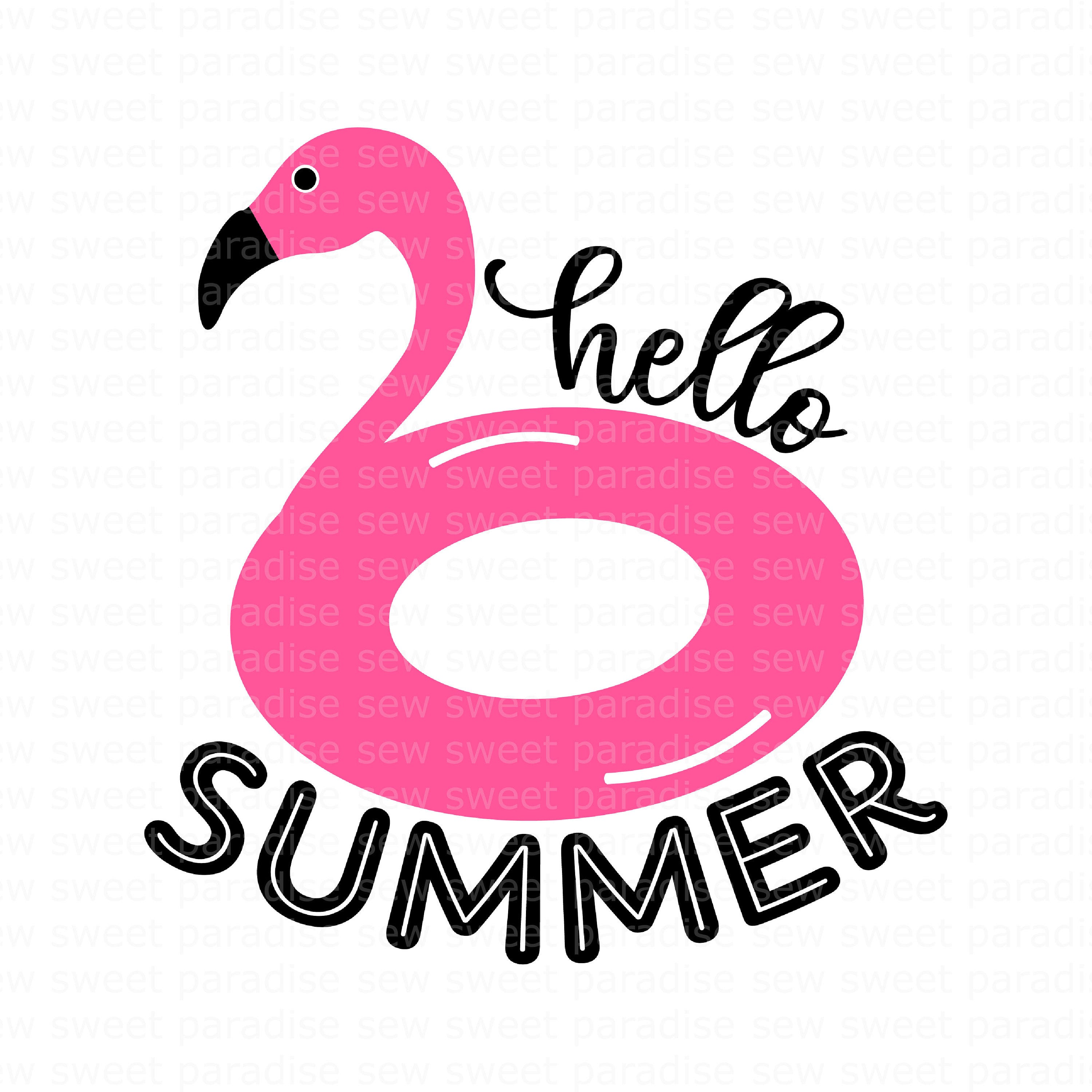 Flamingo SVG, Hello Summer SVG, Summer Sign SVG, Digital Download, Cut File, Sublimation, Clip Art (includes svg/png/dxf files)