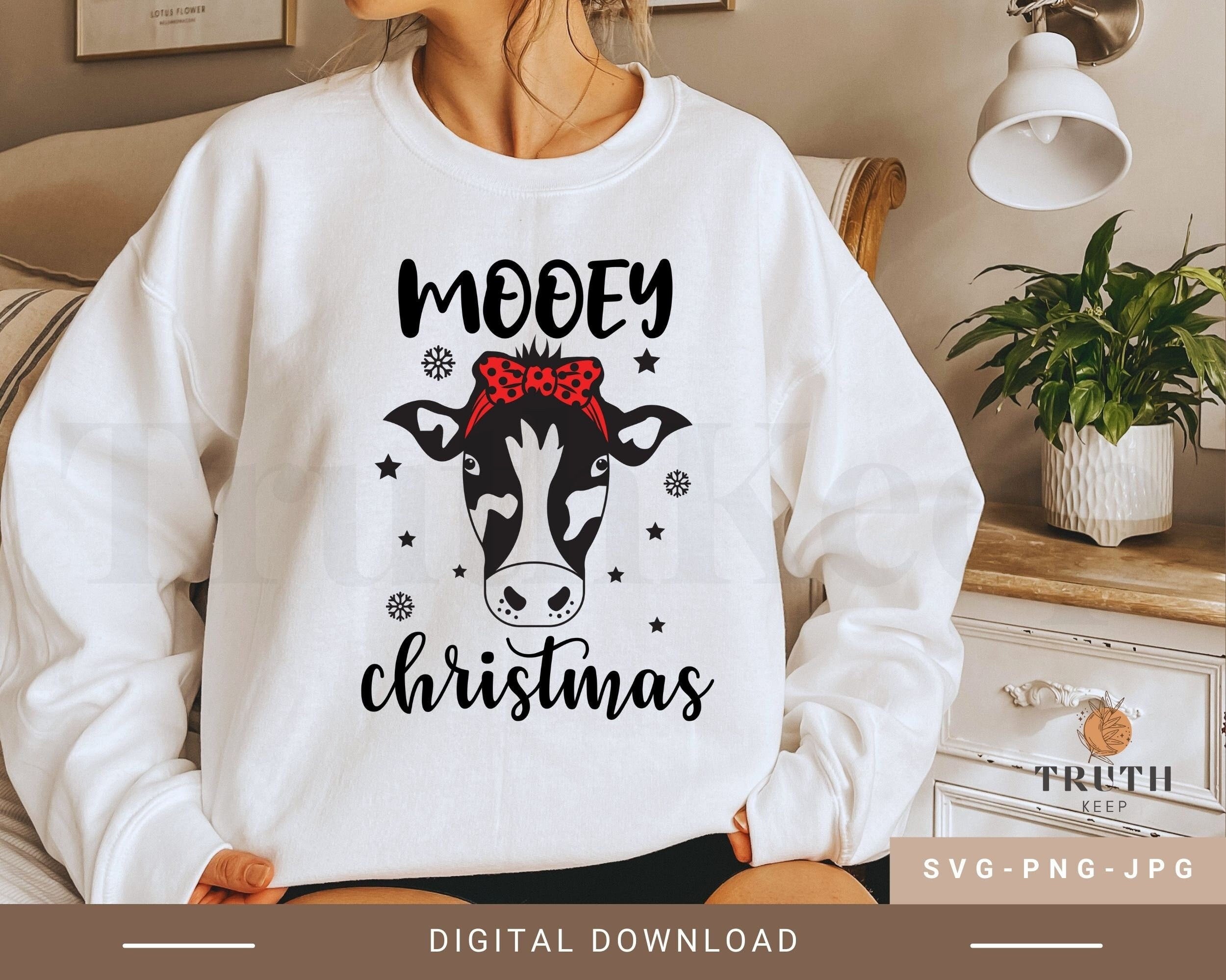 Mooey Christmas svg, Christmas cow svg shirt,Cow heifer with bow, farmhouse christmas,Coffee Mug svg,png file for cricut,Instant Download.