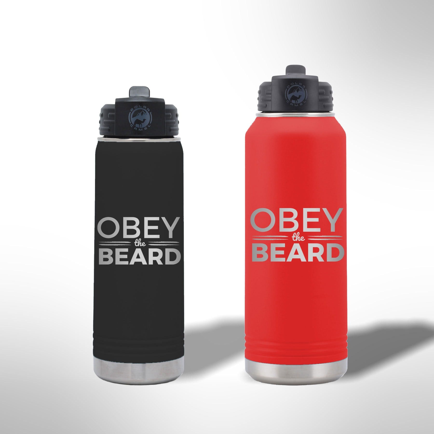 Custom Laser Etched Obey the Beard Water Bottle - 20 oz or 32 oz