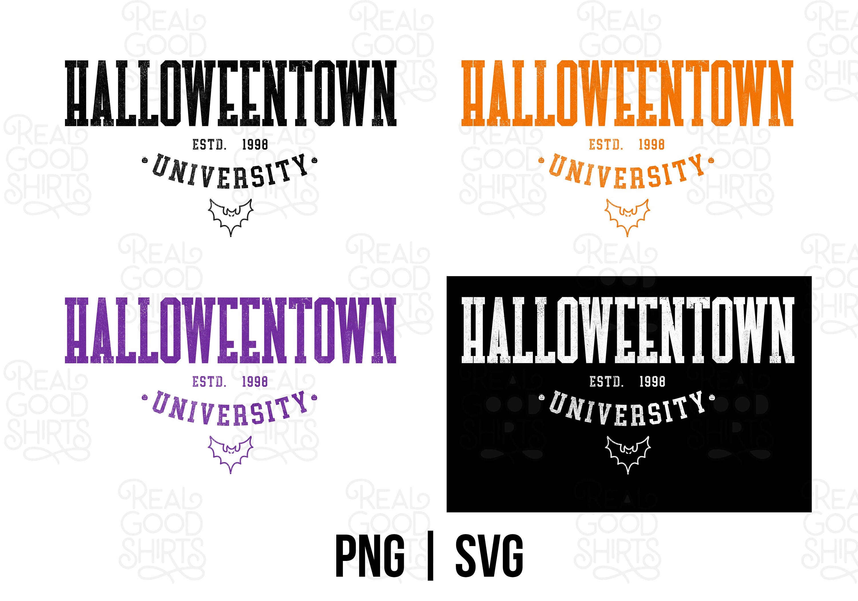 Halloween Bundle SVG | Orange, Black, White, and Purple | Cute Fall Crewneck | 4 Colors Halloweentown University SVG | Horror Movie Svg