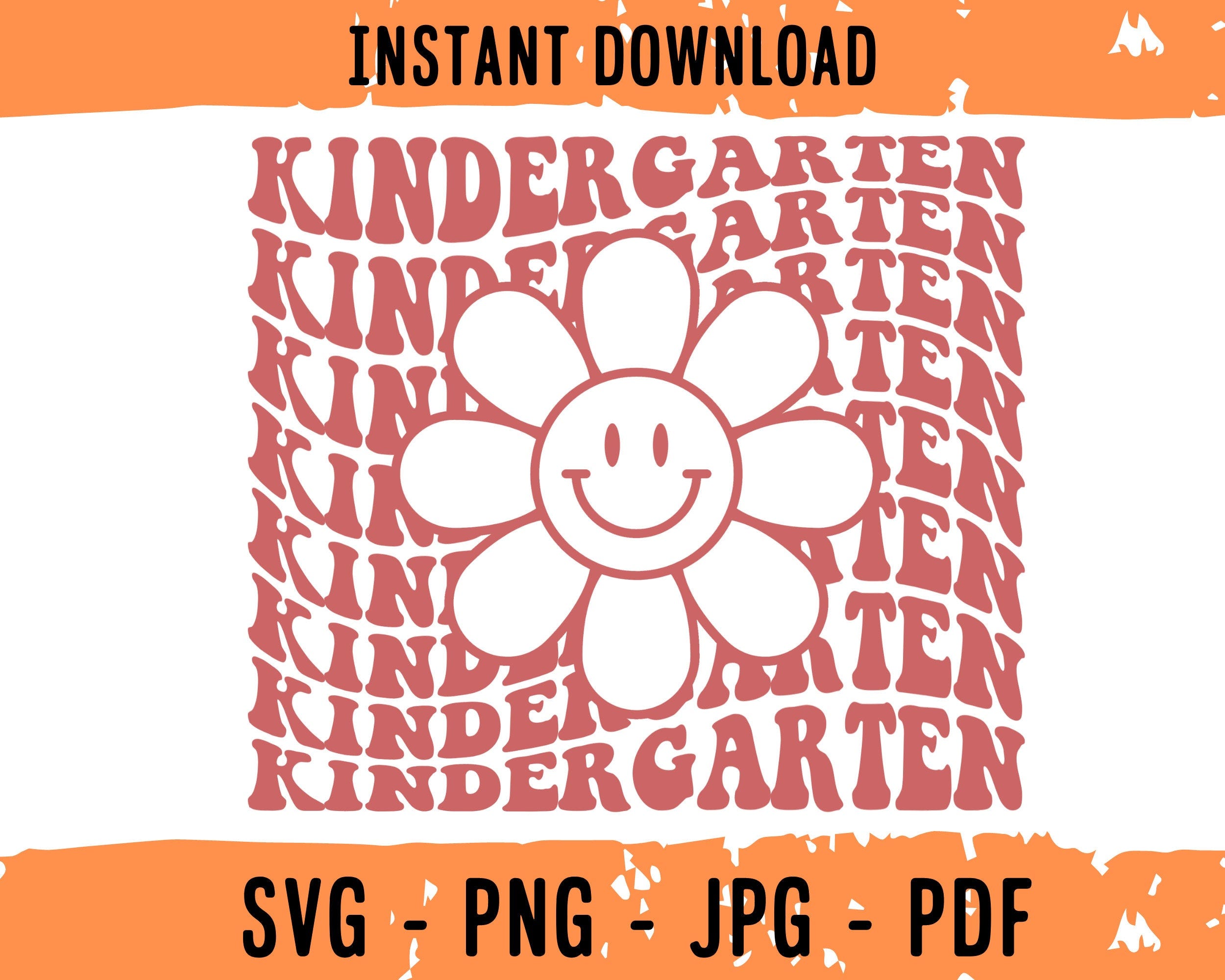 Kindergarten Daisy Smile Face SVG, Kindergarten Cut File, Kindergarten Cricut Svg, K is for Kindergarten School Svg, Hello Kindergarten Svg