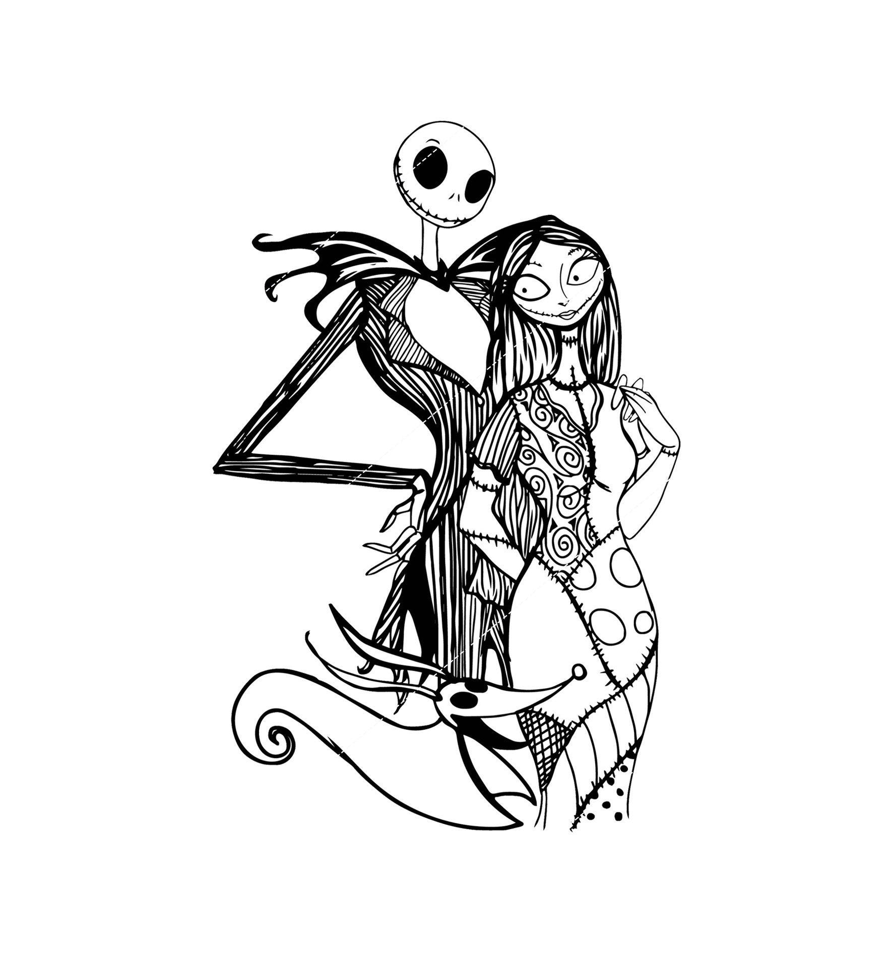 Jack And Sally In Heart SVG, Couple Jack And Sally SVG, The Nightmare Before SVG, Halloween Svg