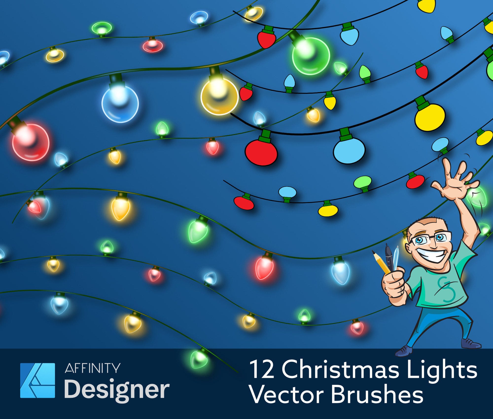 12 Christmas Lights - Vector Brushes for Affinity Designer