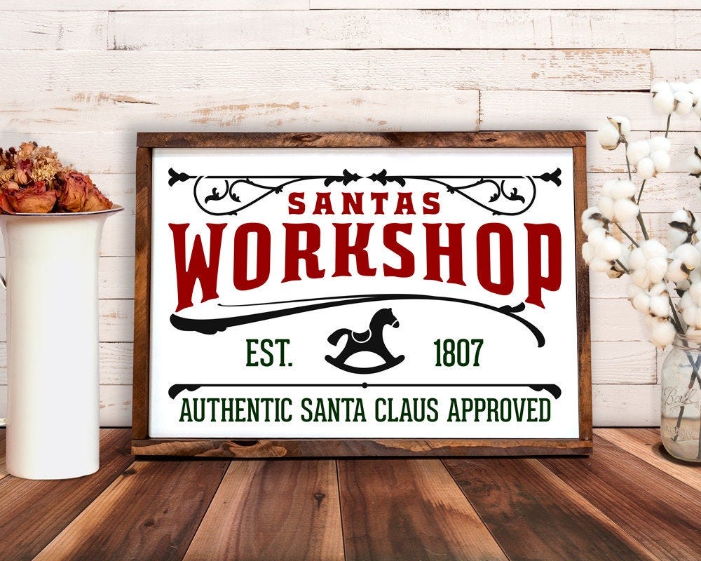 Santas workshop svg.  Christmas svg cut file.  Rustic holiday svg design.  Farmhouse Christmas clipart.  Rustic christmas svg.