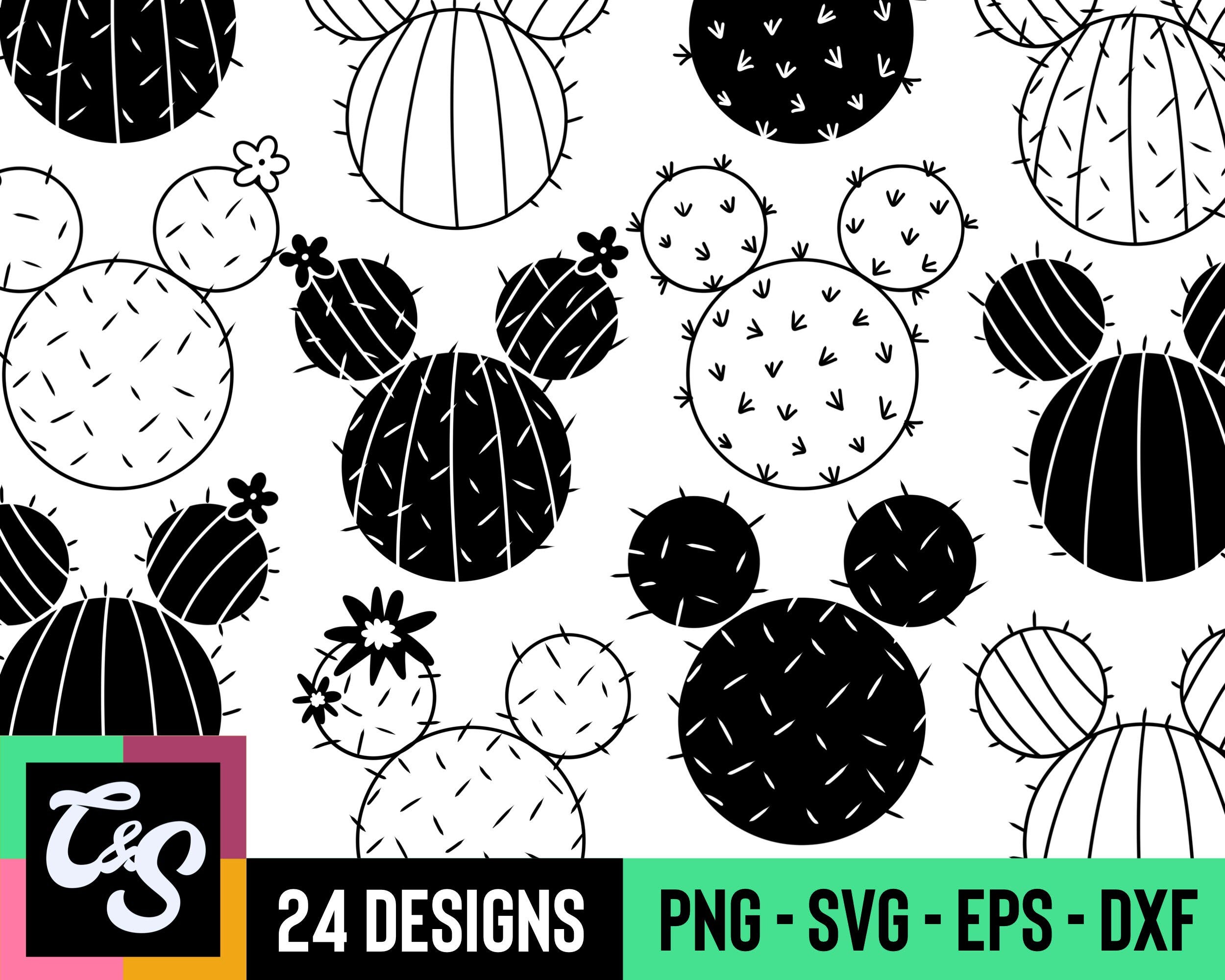 Mouse Ears SVG Cactus Clipart | Mouse Ear Cactus SVG | png, svg, eps, dxf