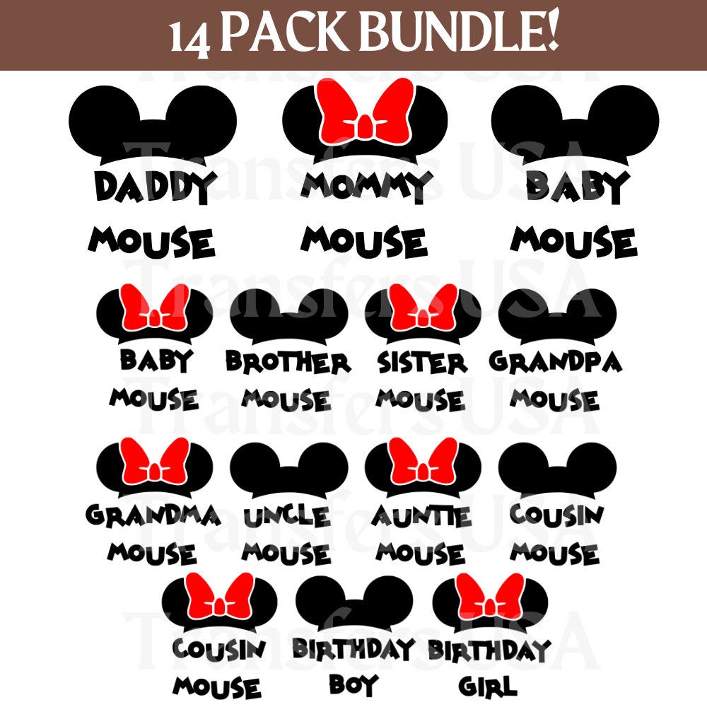 Mickey Ears Family Bundle SVG Cricut Cut File, Disneyland Family Trip Png, Family Shirt svg, Mommy Daddy Mouse