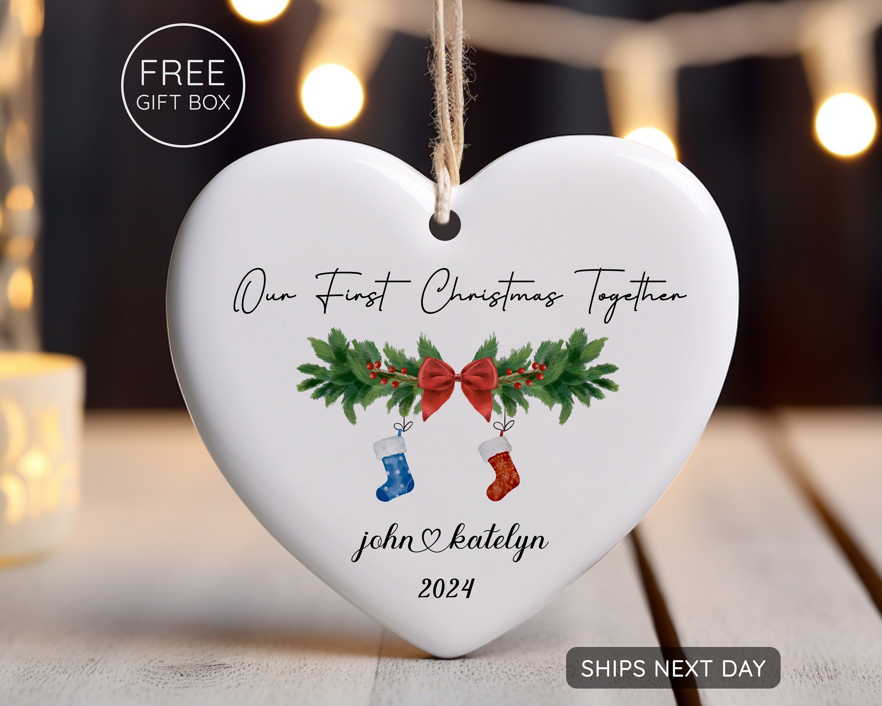 First Christmas Together Keepsake - Couple Christmas Ornament - New Couple Gift 2024