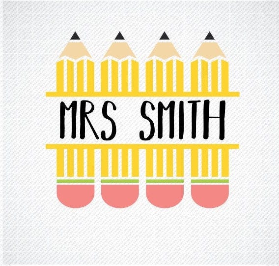 Split Pencils SVG, Back to School SVG, Pencil Name Frame SVG, Pencil Label Monogram Svg, Teacher Name Svg,  School Svg