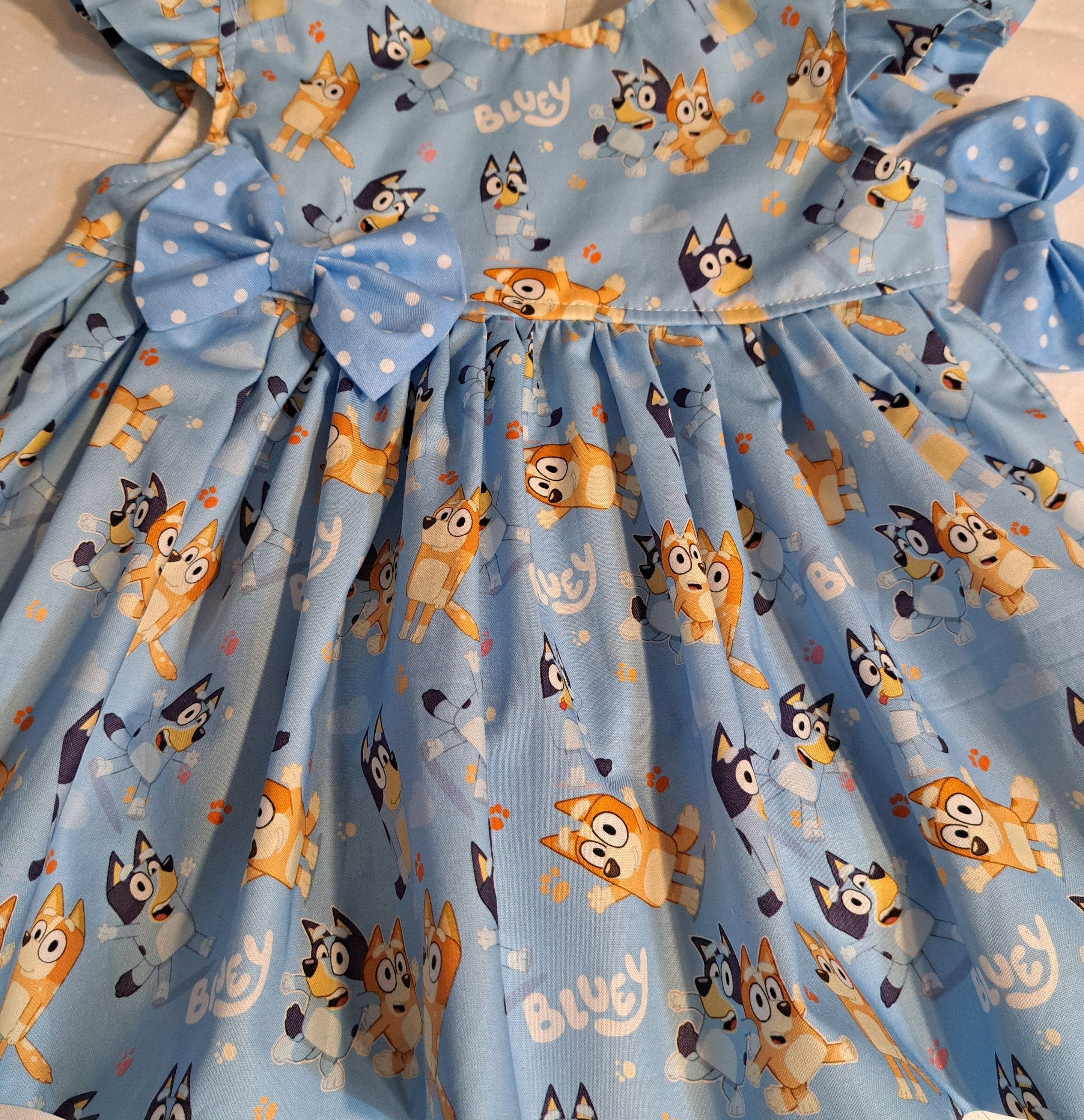 BLUEY Dress Bluey & Bingo Family Bingo  Bluey Birthday Party Dress 1st Birthday Bluey Dress Sleeveless or FlutterSleeve 3mo to 7yr.