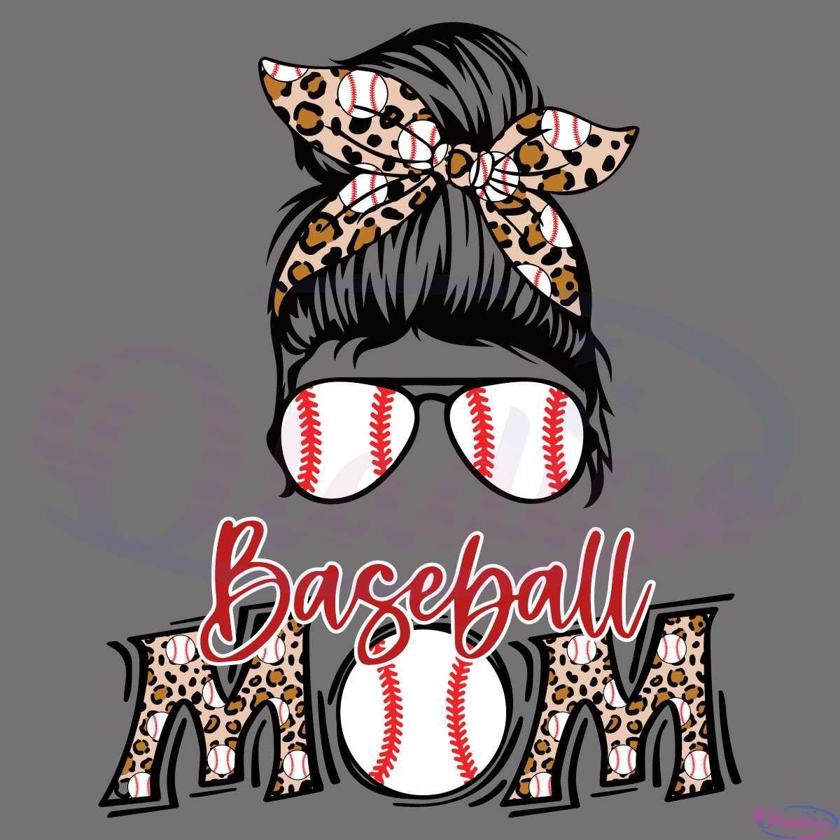 Baseball Mom Bun Leopard SVG Digital File, Baseball Lovers SVG