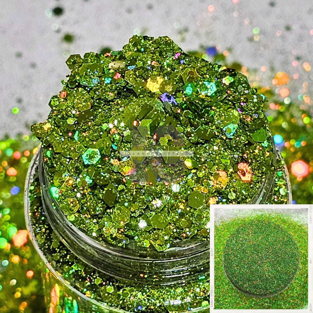 MEAN ONE - Fine Holographic Green Glitter | Bright Green Glitter | Neon Green Glitter | Grinch Green Glitter | Tumbler Glitters