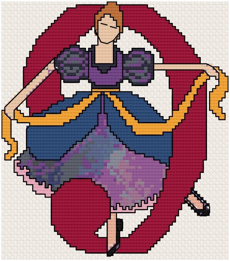 12 Days of Christmas "NINE LADIES DANCING"  Counted Cross Stitch - Needlepoint (approx. 3.3"x3.8") (Color Key & Charts)