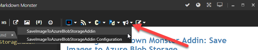 Addin on Markdown Monster Toolbar