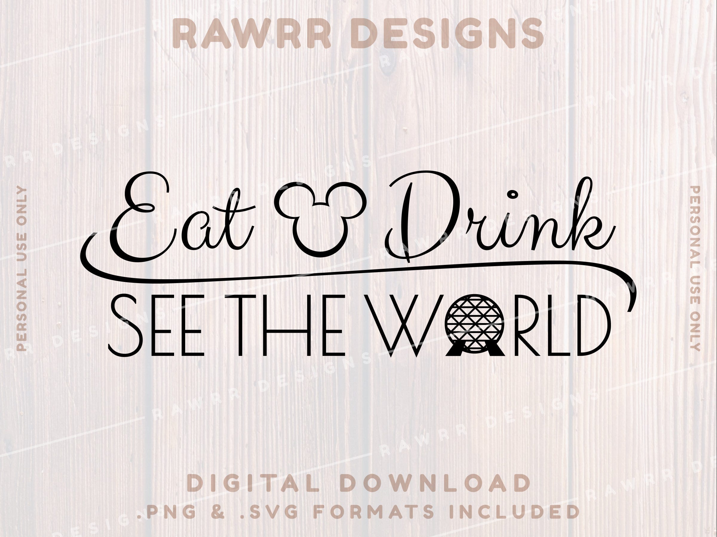 Eat Drink See the World | Food and Wine | Digital Download | SVG PNG | Cricut Silhouette Cut File