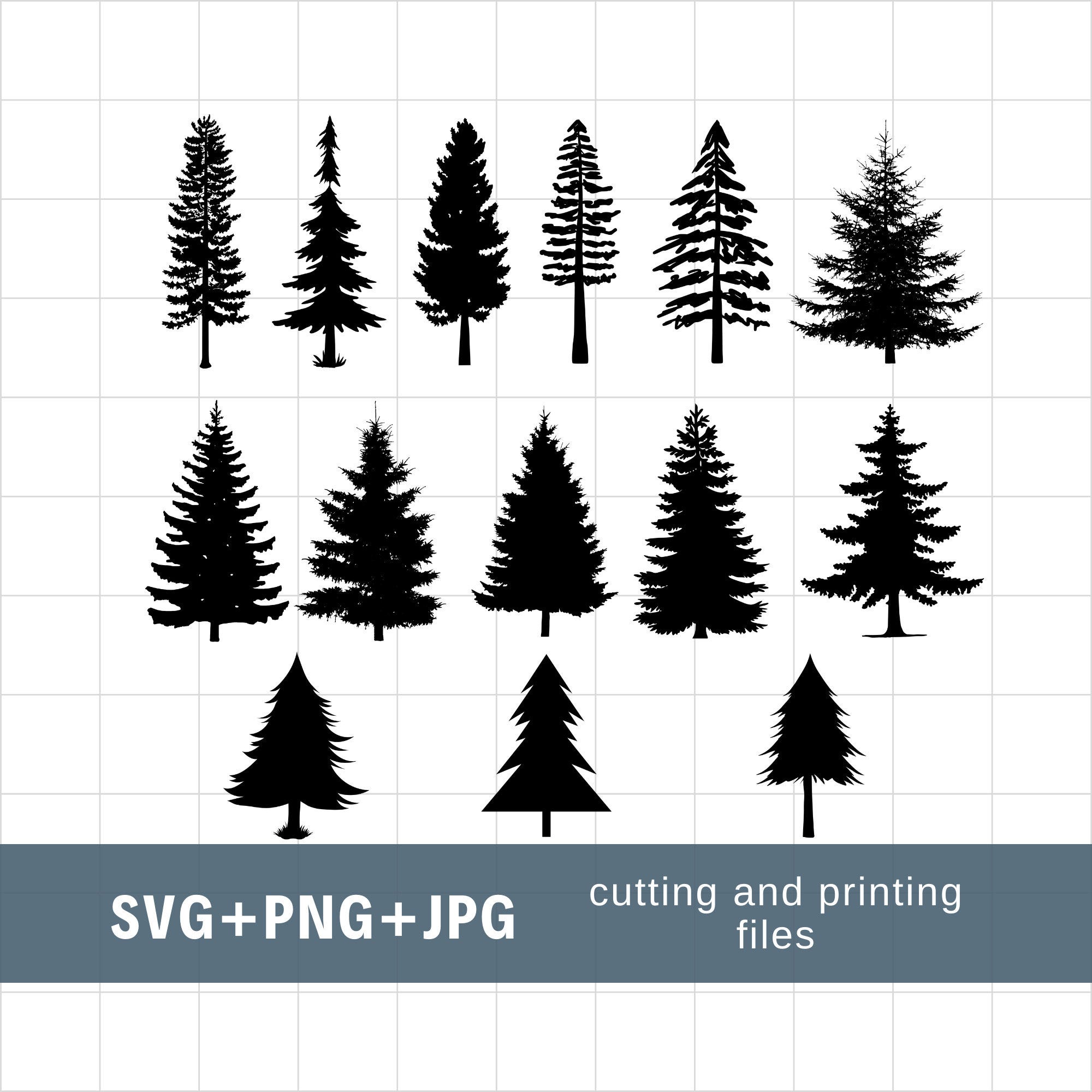 Pine Tree Svg,png Pack Tree Silhouette Svg Tree Cut File Pine Trees Svg Cricut Forest Svg Pine iles openclipart