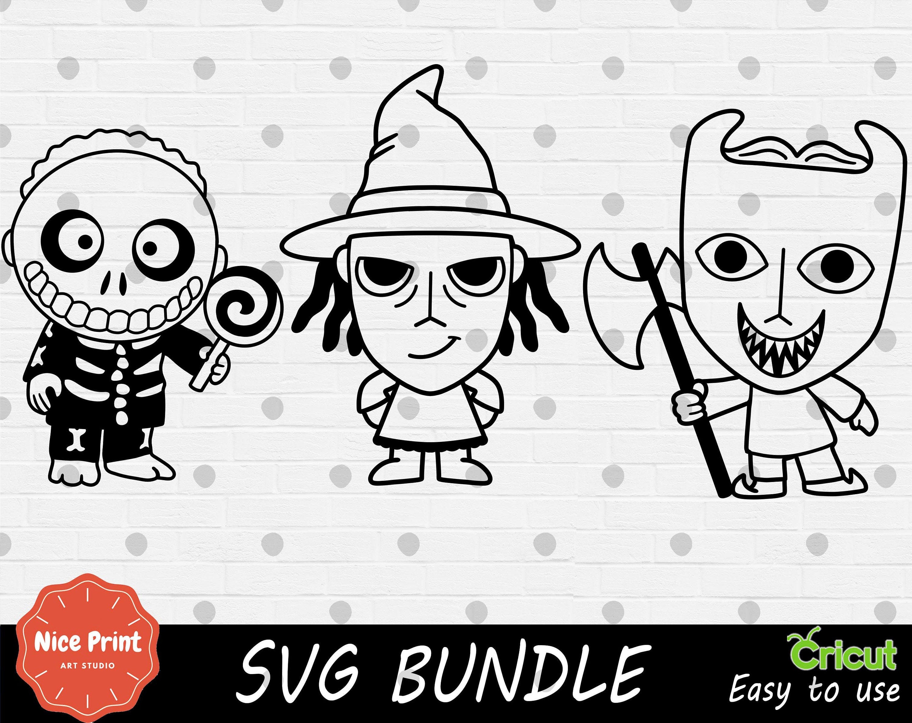 Outline Nightmare before Christmas SVG Bundle - Cricut SVG - SVG Cut File - Digital Print - Easy Cut - High Quality - Christmas svg