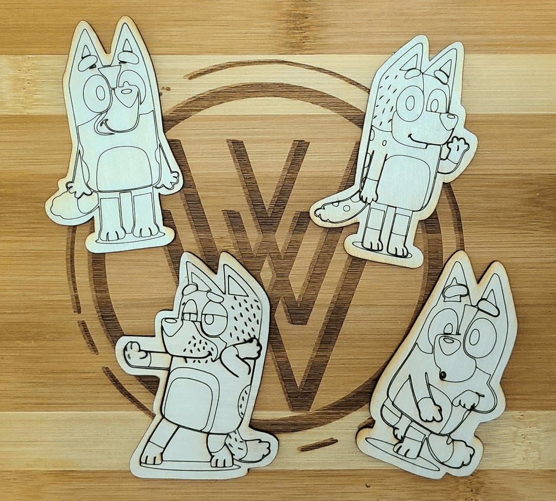 Blue Dog Cutouts- Craft for Kids/ TV show fan/ Kids Cartoon/ Blue Heeler Family/ Wooden Design/ Home Decor