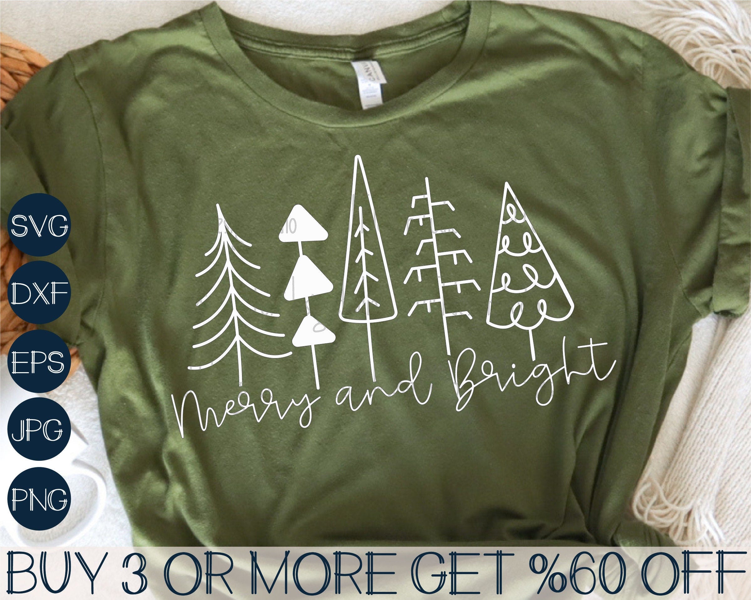 Christmas Tree SVG, Merry and Bright SVG, Christmas Shirt SVG, Merry Christmas Svg, Png, Svg Files For Cricut, Sublimation Designs Downloads