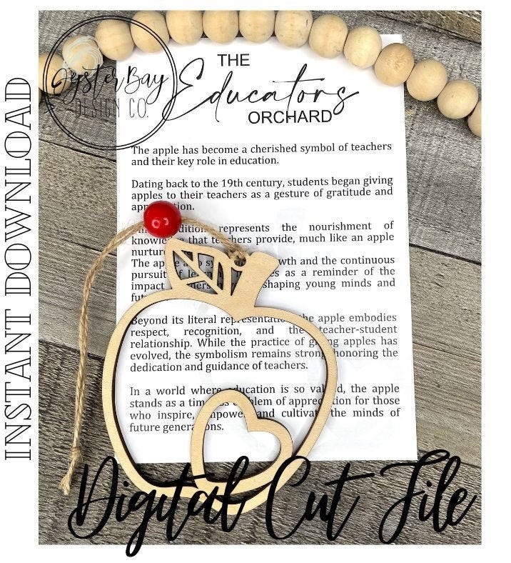 The Educators Orchard Apple Ornament, Teacher Ornament, Educator Gift, Car Charm, Teacher-Student Gift, Story Ornaments ***Digital File Only