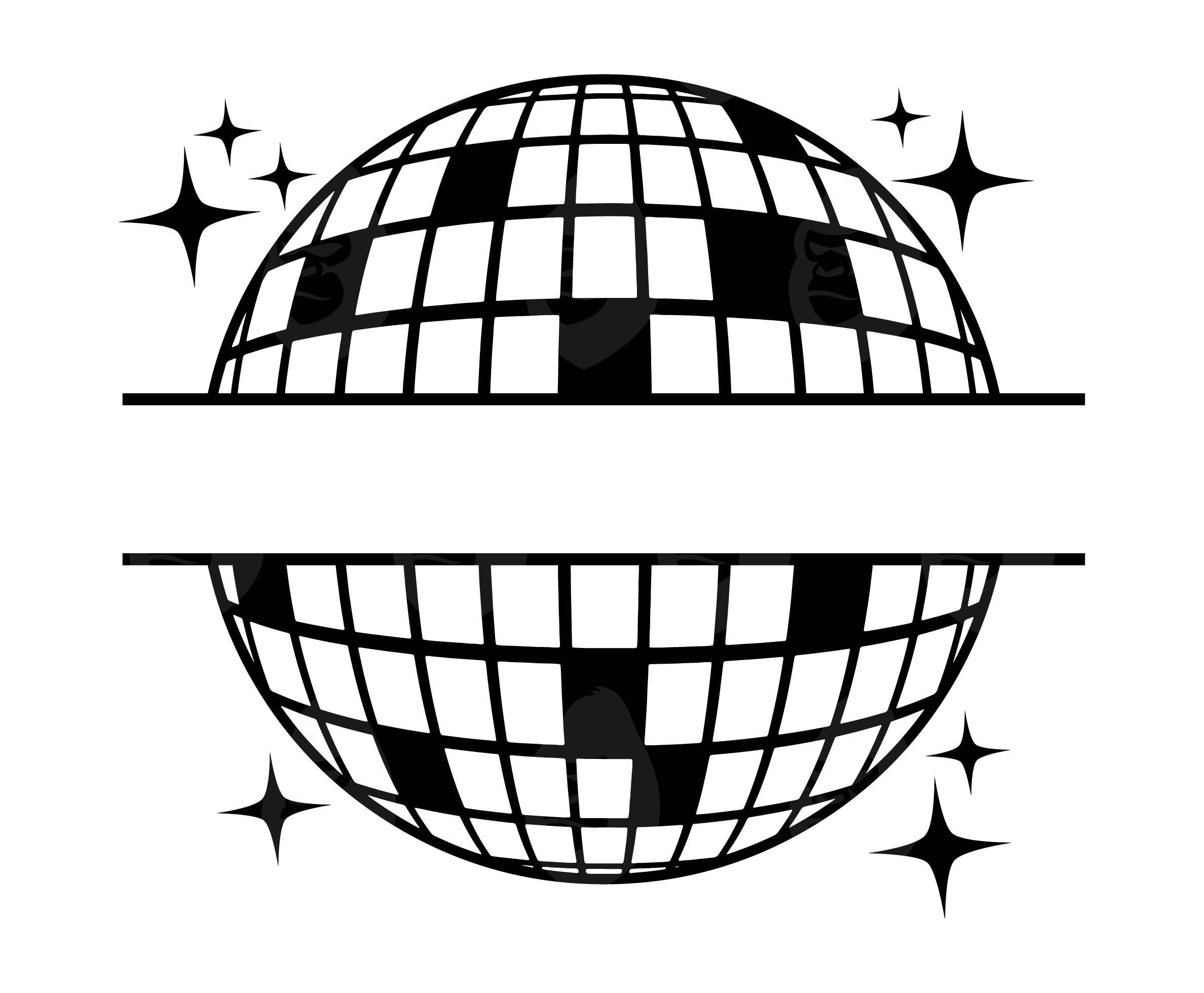 Disco Ball Monogram Svg, Disco Ball Png, Mirror Ball Svg, Party Svg. Vector Cut file Cricut, Pdf Png Dxf.
