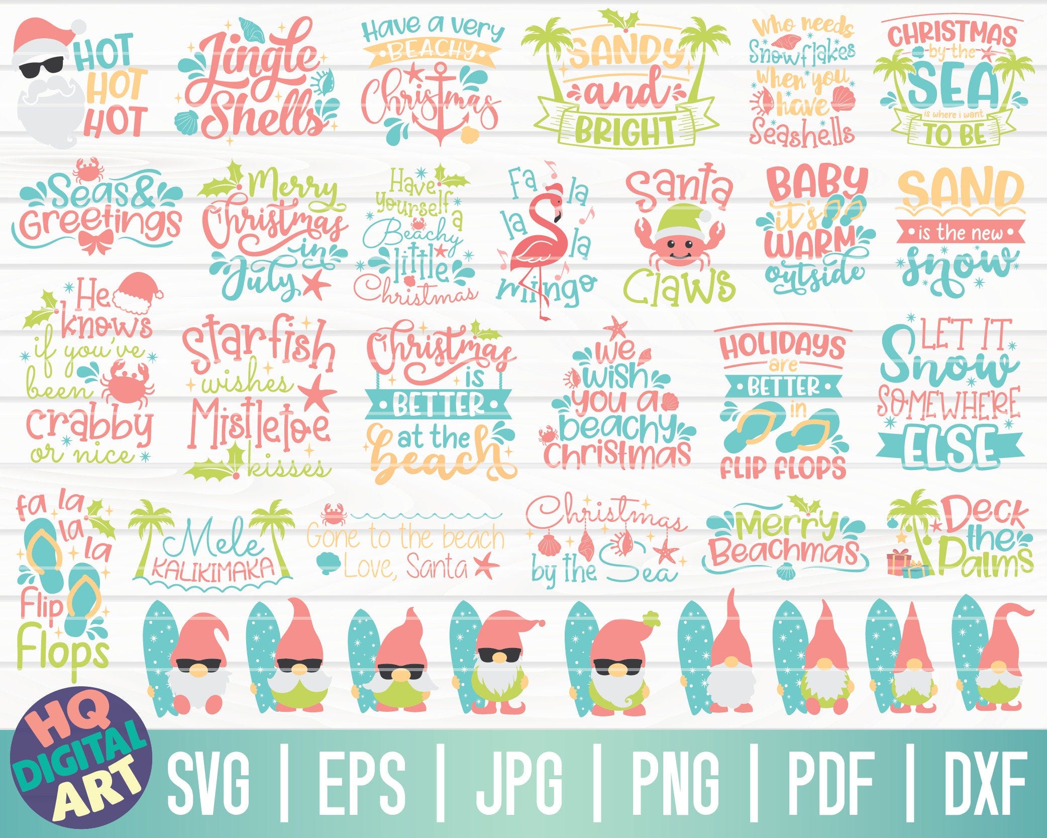 Tropical Christmas SVG Bundle / Christmas in July SVG / Tropical Gnomes Bundle /  Free Commercial Use / Cut Files for Cricut