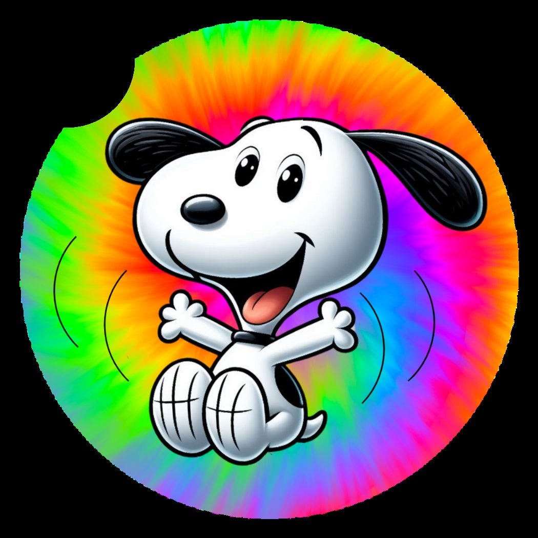 3" car coaster Tie-Dyed Snoopy digital download PNG