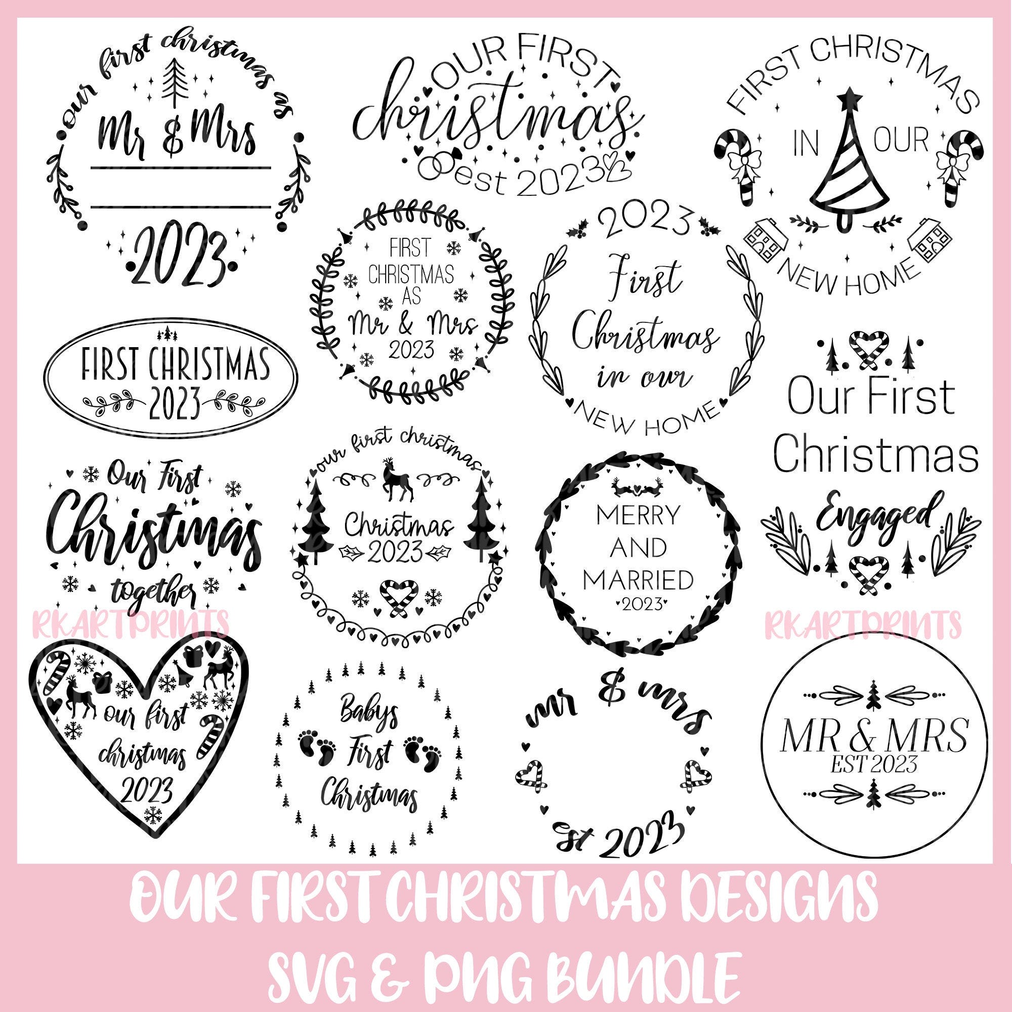 Our first Christmas 2023 svg bundle, First Christmas 2023 Ornament SVG Bundle, Wedding First Christmas Ornament Svg, Christmas Ornament svg