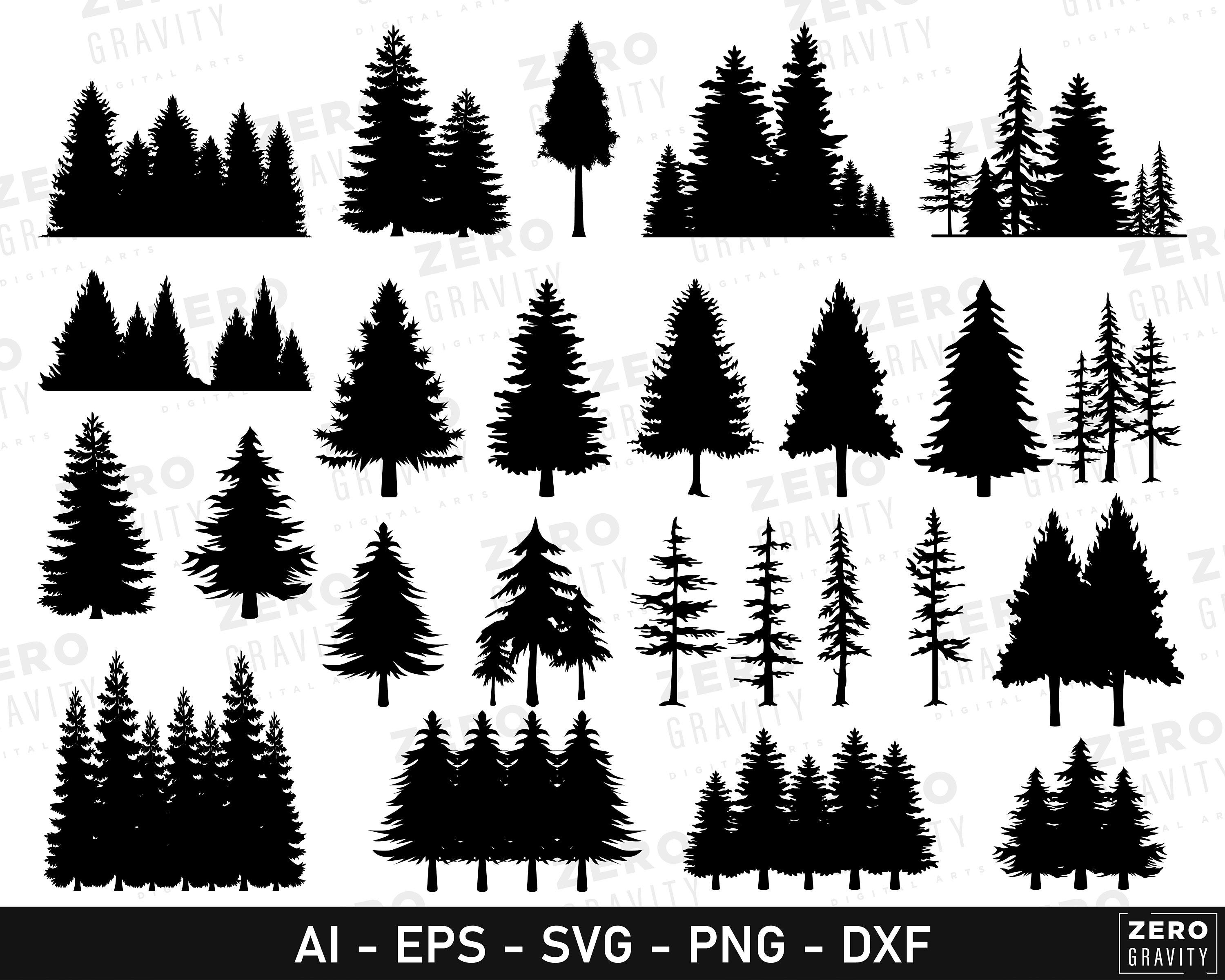 Tree Svg Bundle, Tree Silhouette Bundle, Digital Tree Files for Cricut, Christmas Tree Clipart, Outdoor Pine Tree Svg, Ai, Eps, Png, Dxf