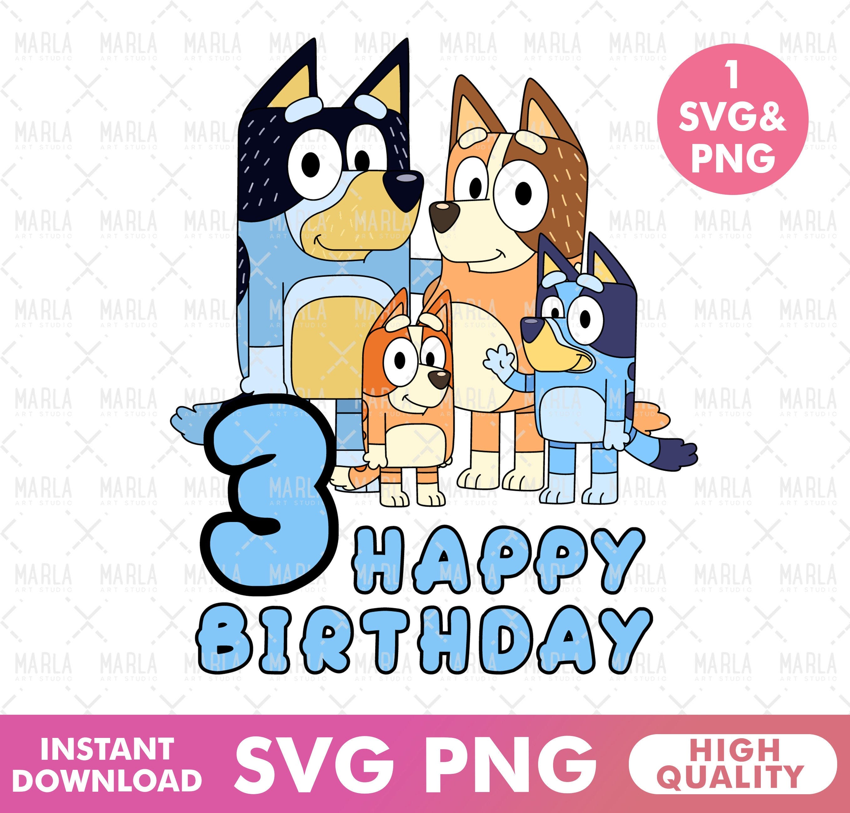 Blue Dog Birthday 3 Png, Blue Dog Svg Bundle, Blue Dog Family Png Files, Png For Shirts, Birthday Png, Clipart png, Digital Download