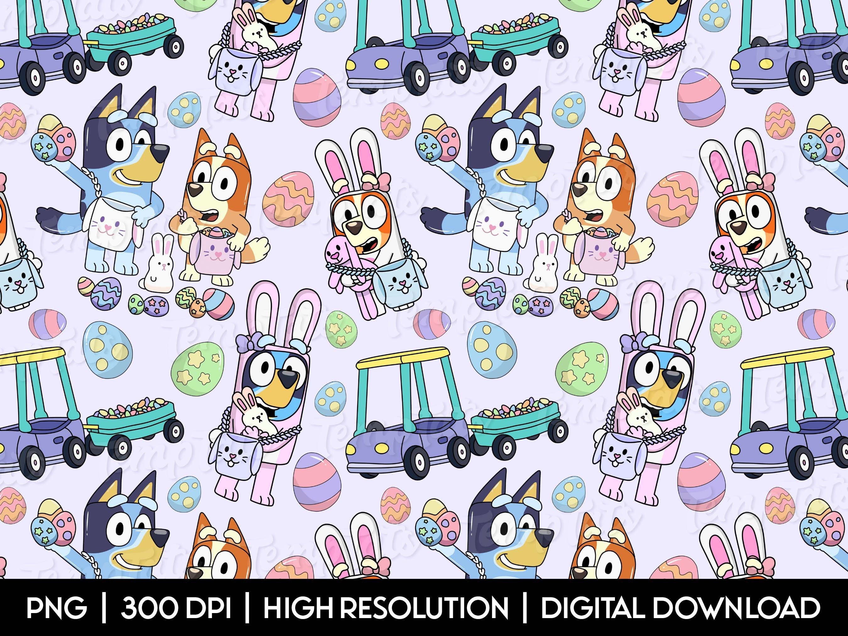 Bluey Easter Seamless Pattern, Repeat Pattern, Surface Pattern, Digital Paper